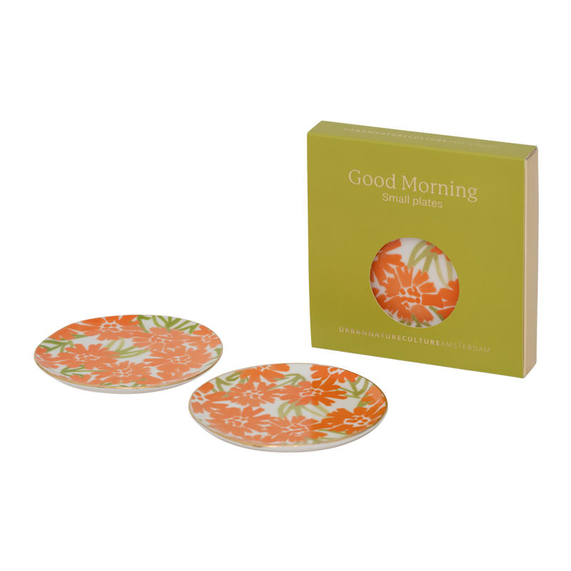 Sada talířků GOOD MORNING s pomerančovým květinovým motivem