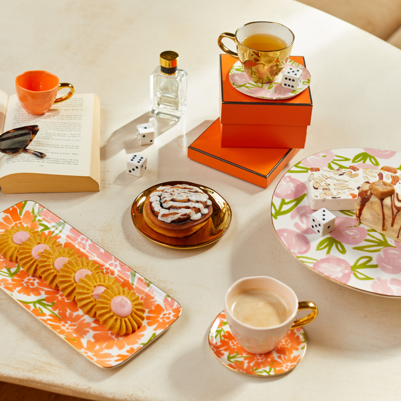 Ceramic Platter GOOD MORNING Floral Motif [Ewelina] [Amelia spr]