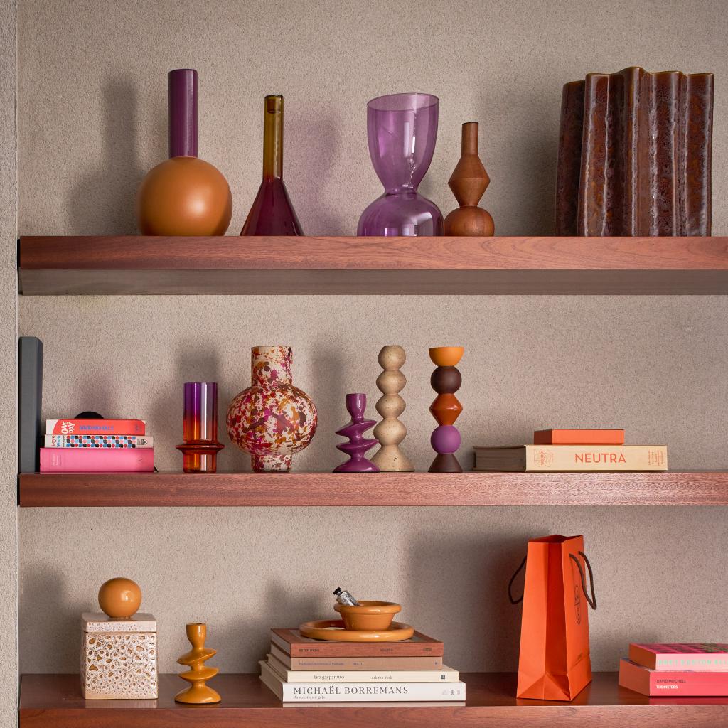 Orange Glass Vase MUNTER with Purple
