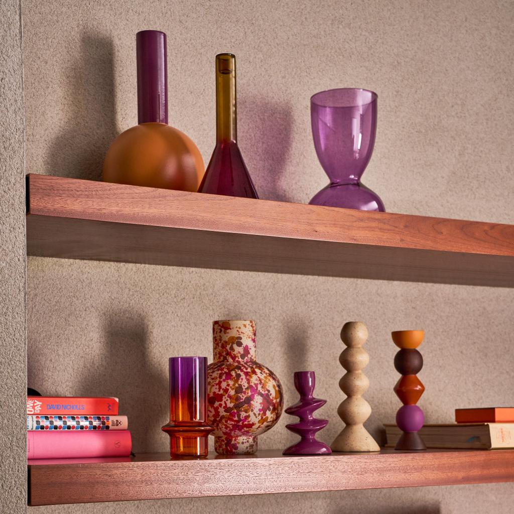 Orange Glass Vase MUNTER with Purple