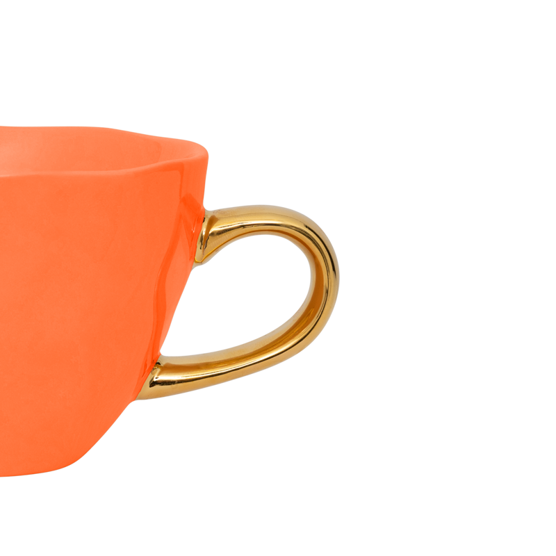 Hrnek na cappuccino GOOD MORNING oranžový se zlatým