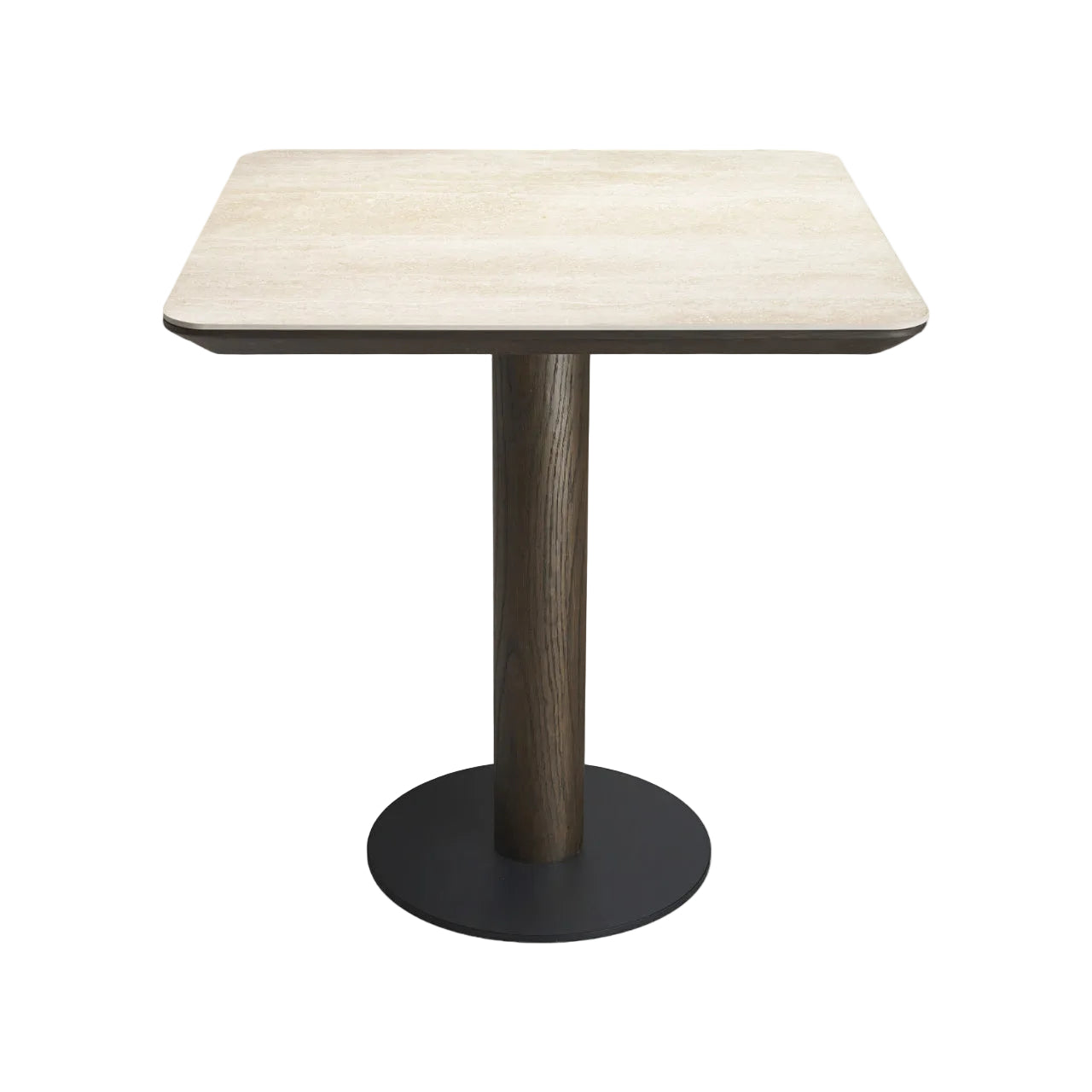 RITZ Square Bar Table Brown Oak Veneer with Beige Ceramic Top