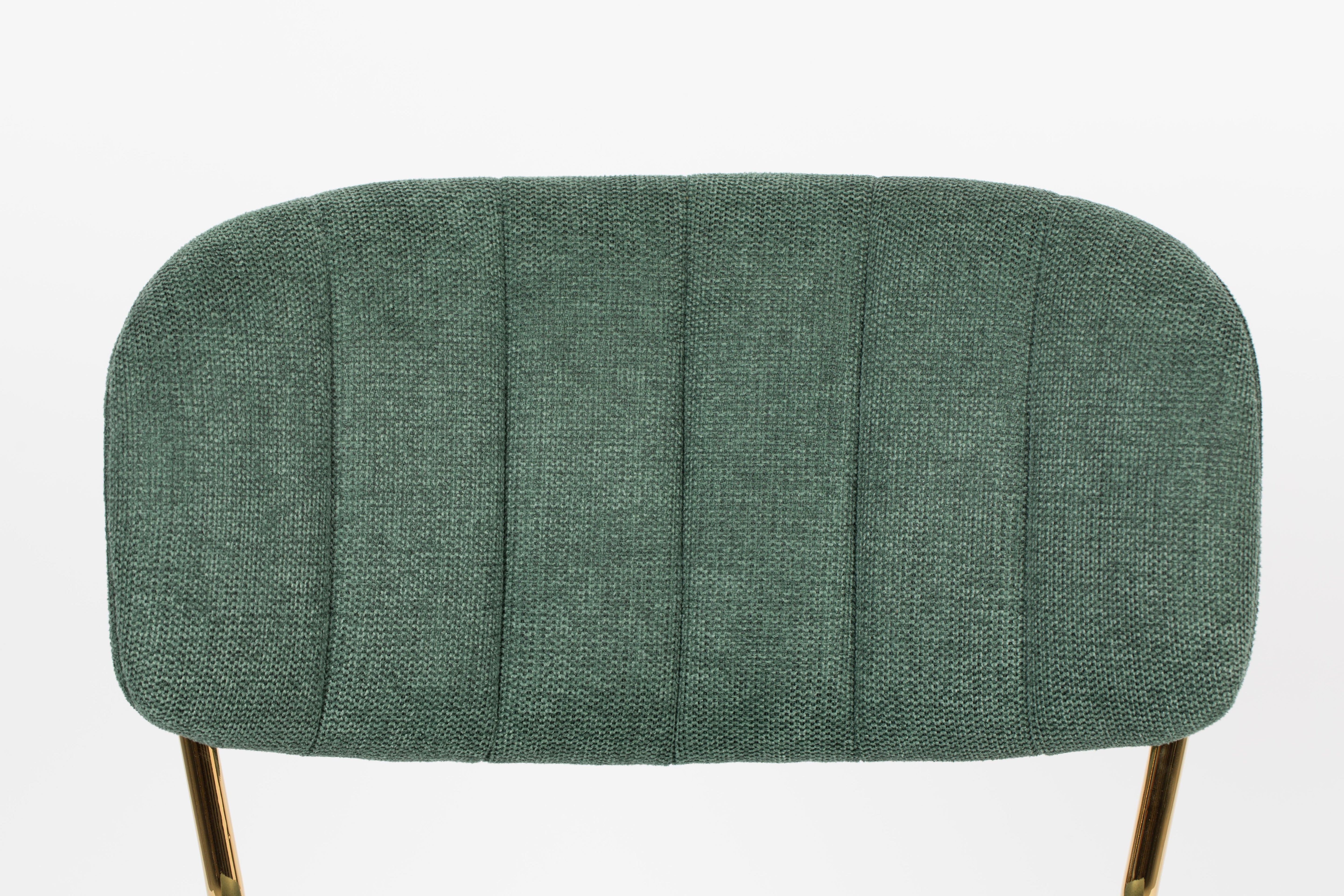 Židle JOLIEN tmavě zelená se zlatým podstavcem