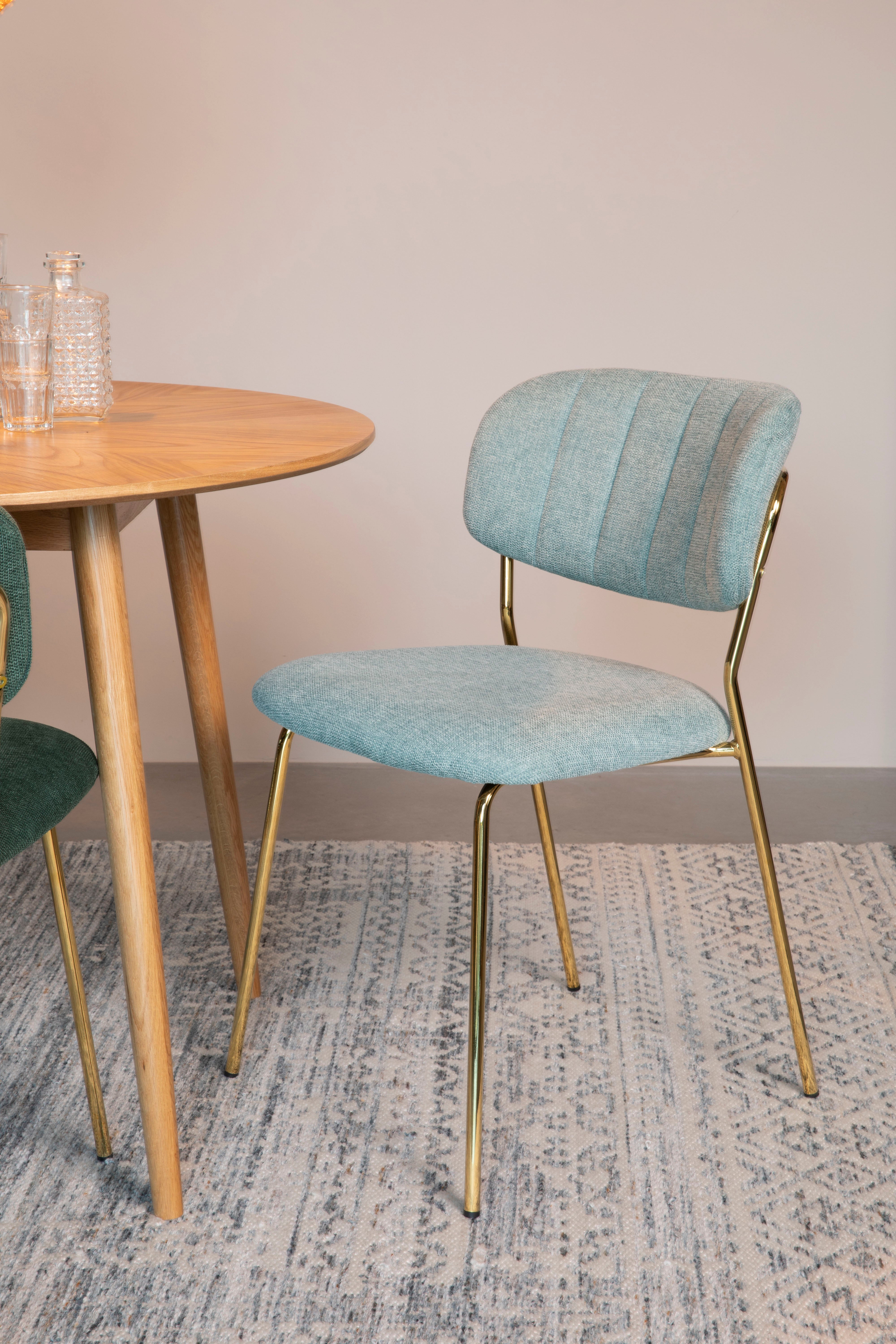 Židle JOLIEN světle zelená se zlatým podstavcem