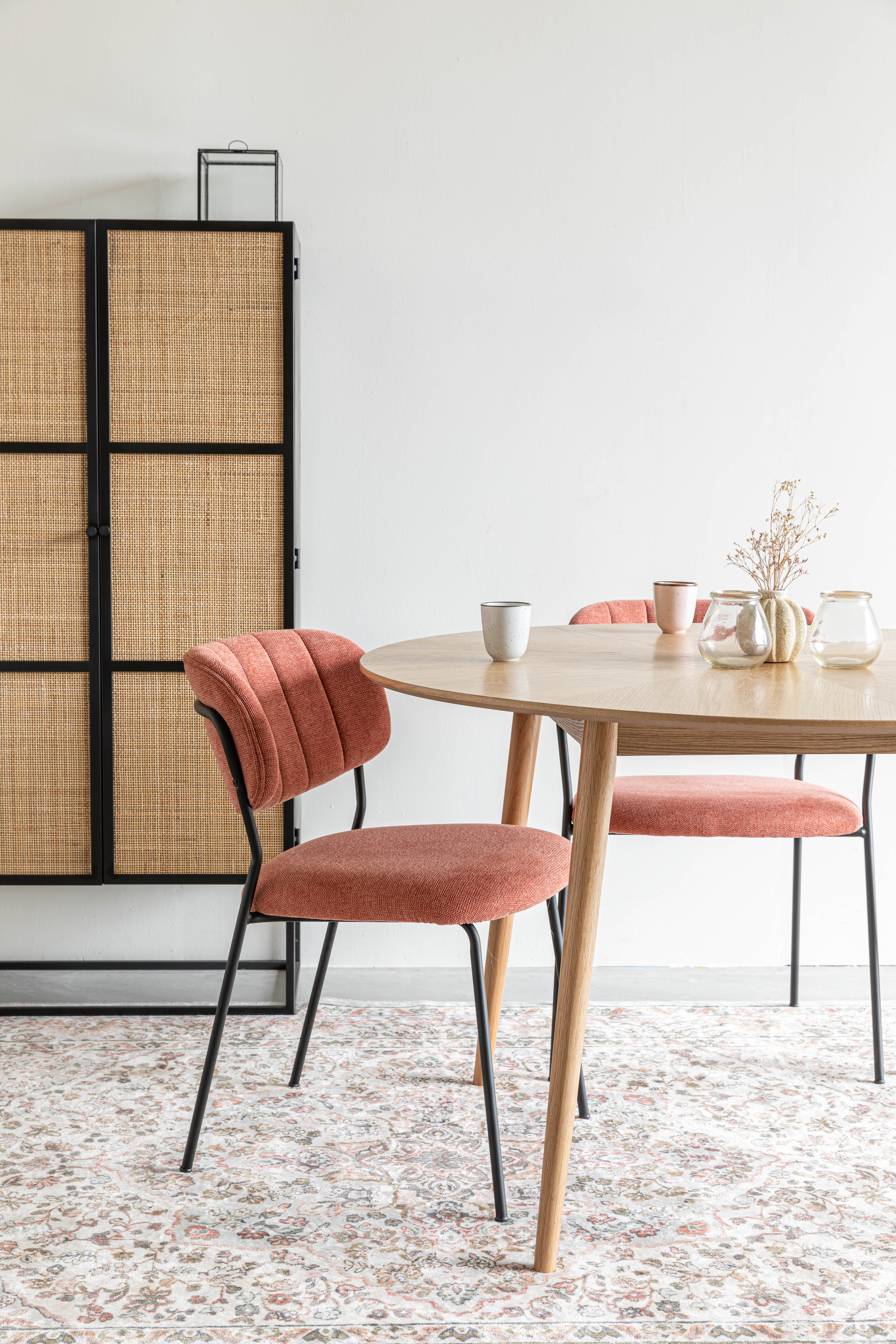 JOLIEN Chair in Salmon Pink with Black Base