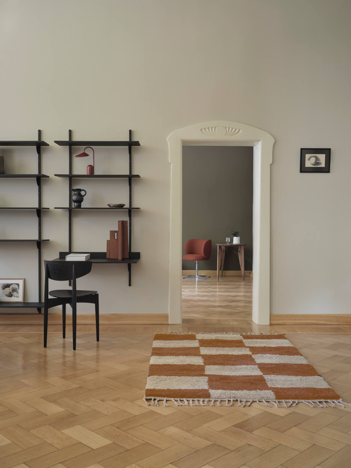 Dywan MARA KNOTTED złamana biel z ceglanym