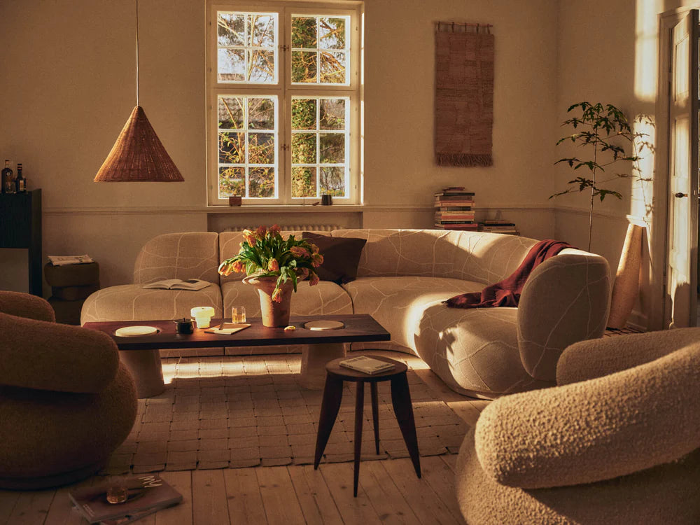 Modulární pohovka RICO Can Lis - otevřený pravý koncový prvek pískový s bílou