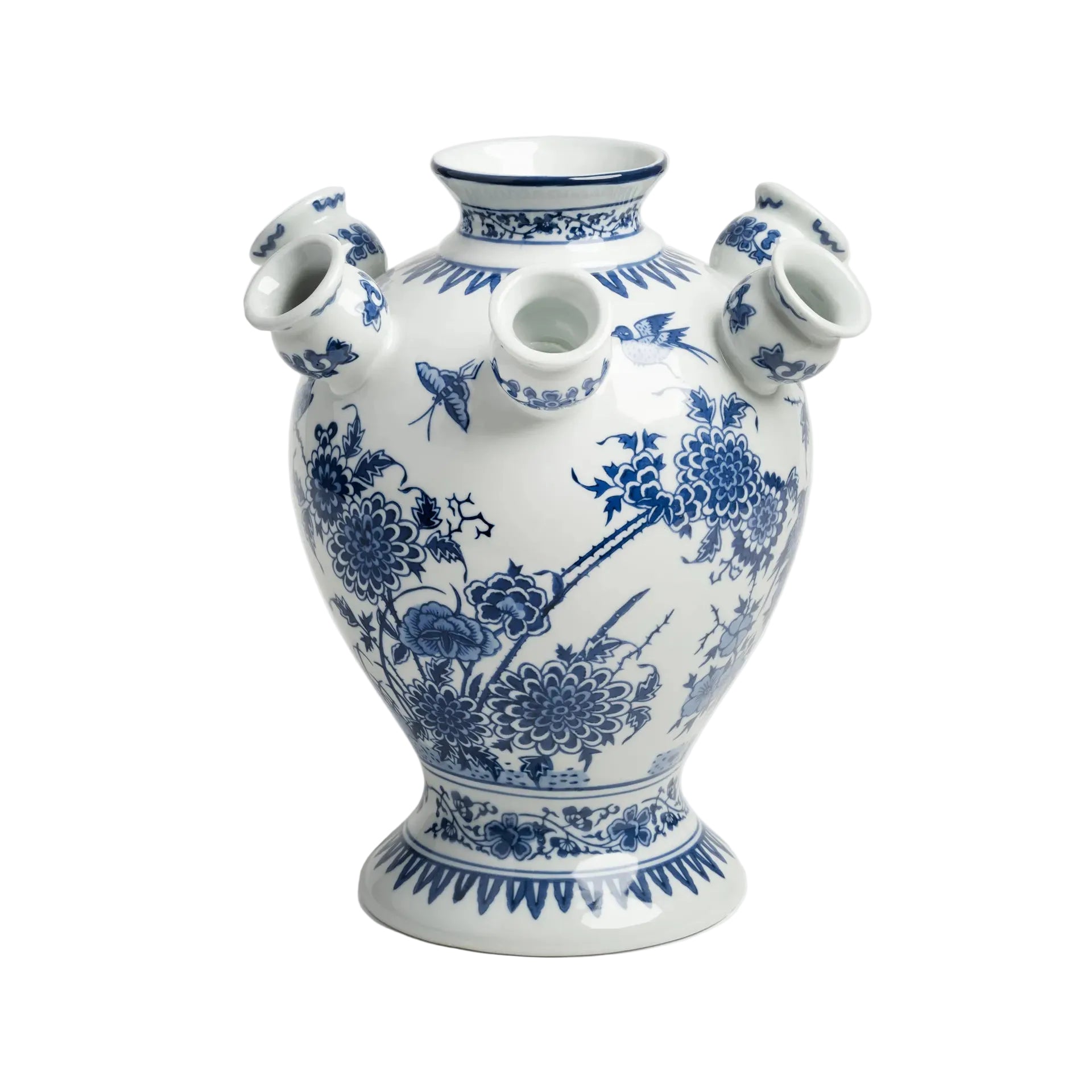 Váza TULIP CASCADE bílá s modrou