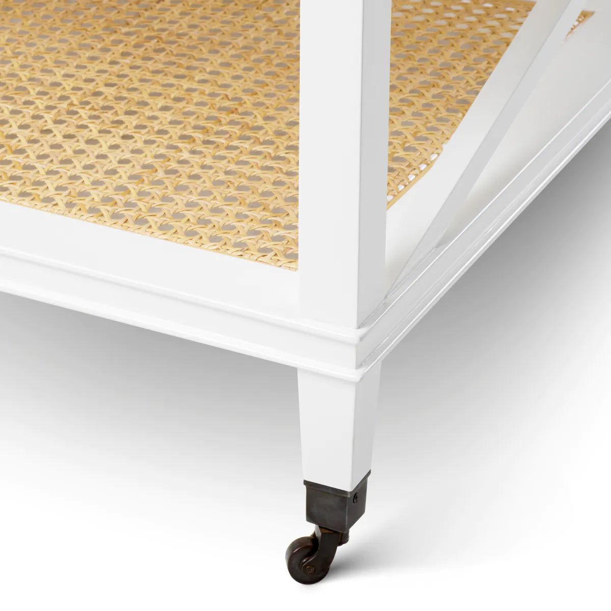 Bahamas Rattan coffee table with a white base