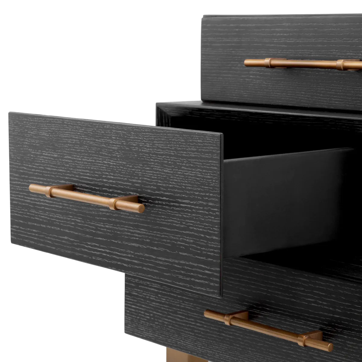 Noční stolek EVENDALE černý dubový dýha