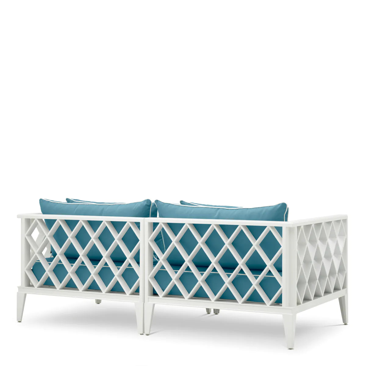 2-seater outdoor sofa OCEAN CLUB white with blue