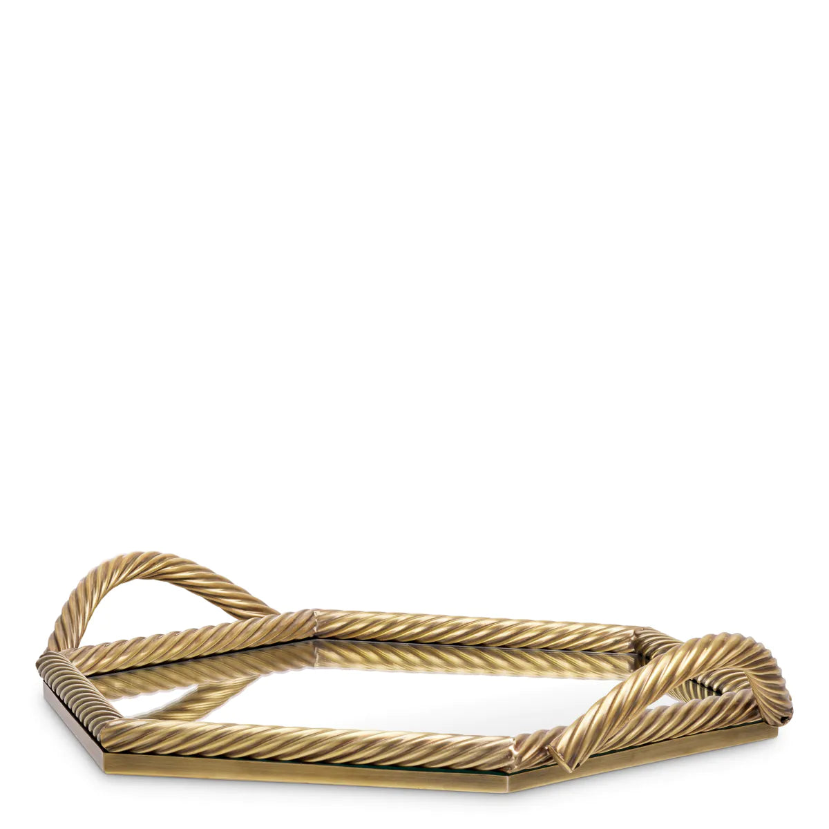 Skleněný tác SALVI HEXAGON antická mosaz