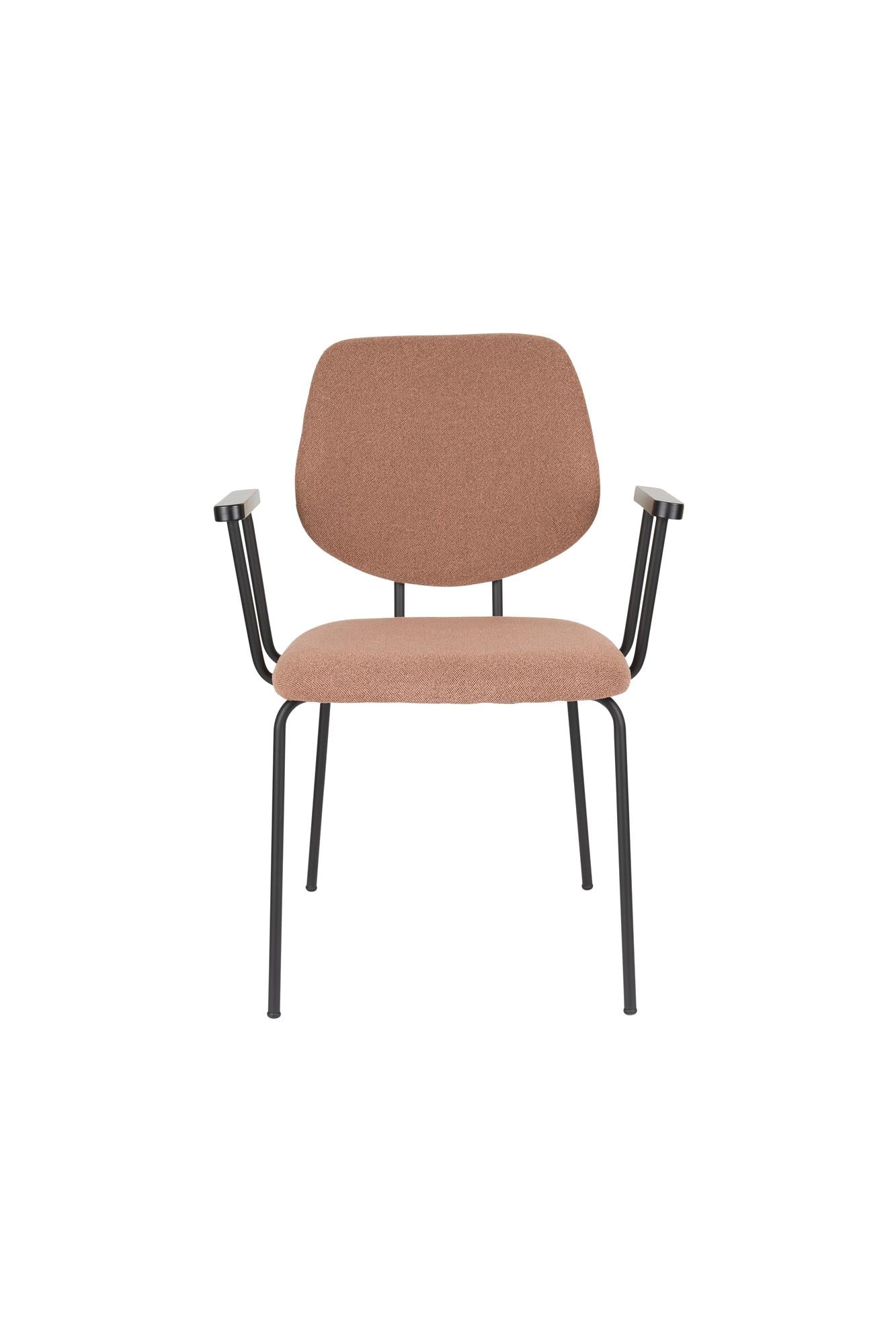 Krzesło z podłokietnikami ZELO różówy z czarną podstawą