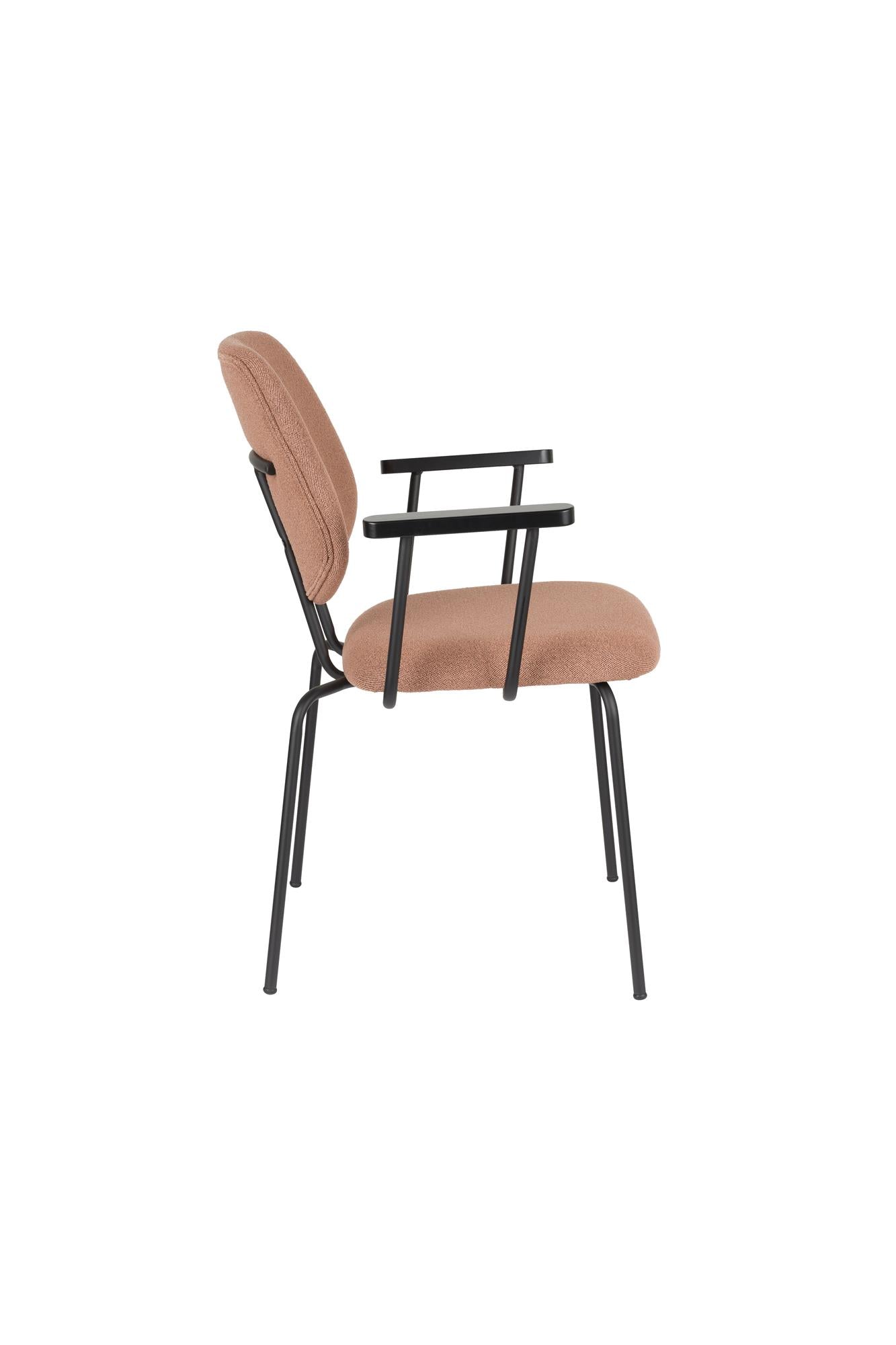 Krzesło z podłokietnikami ZELO różówy z czarną podstawą