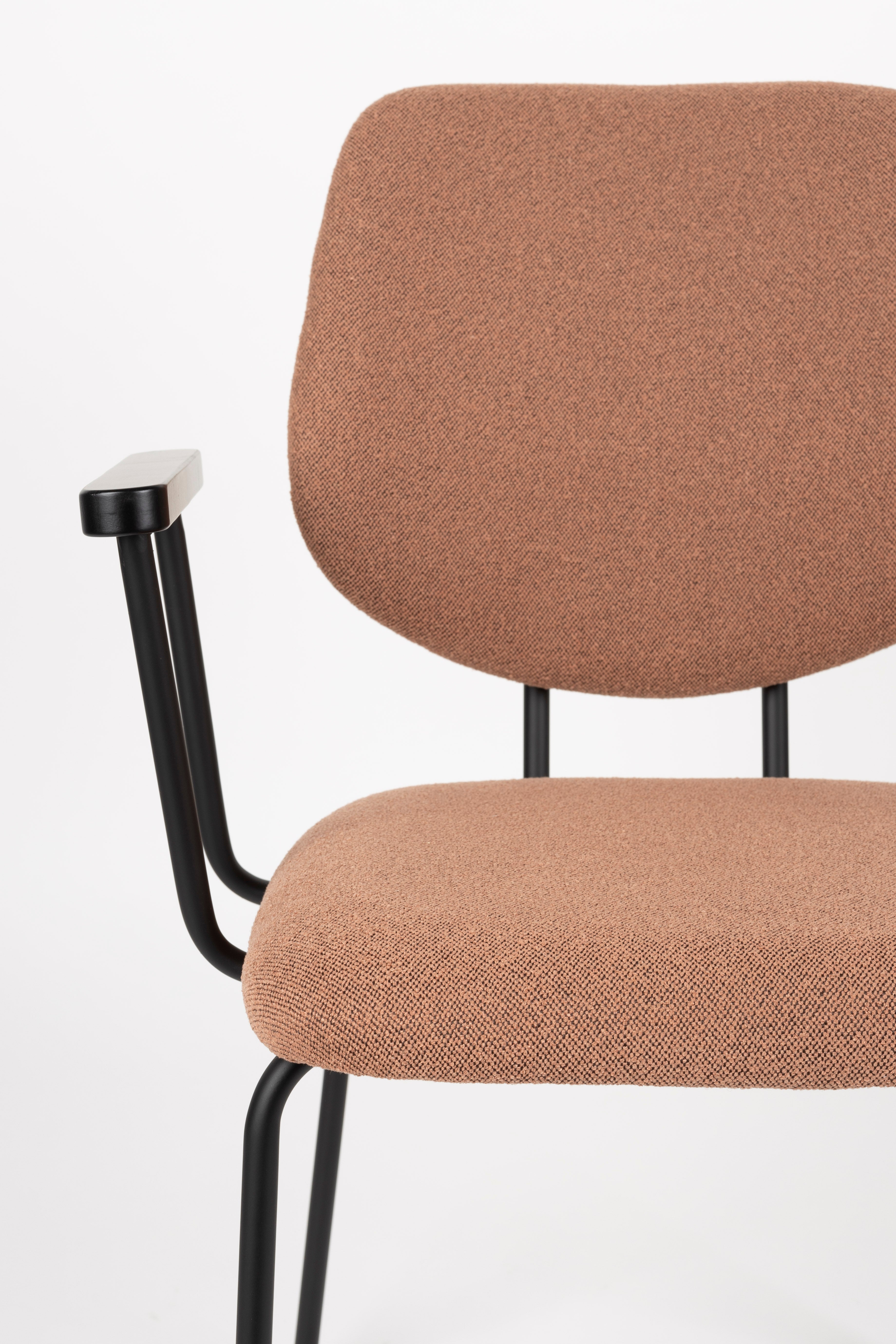 Krzesło z podłokietnikami ZELO różówy z czarną podstawą