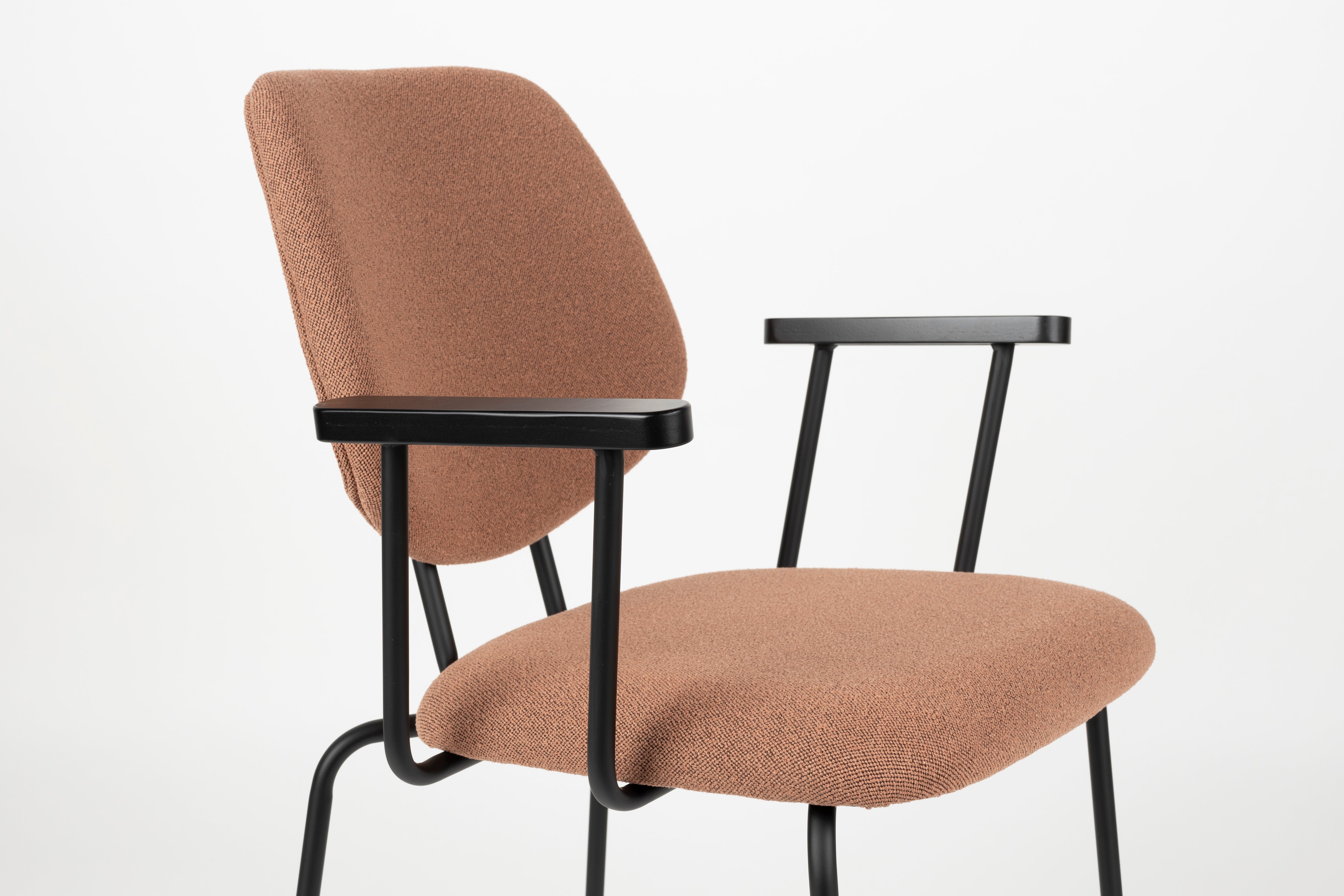 Krzesło z podłokietnikami ZELO różówy z czarną podstawą