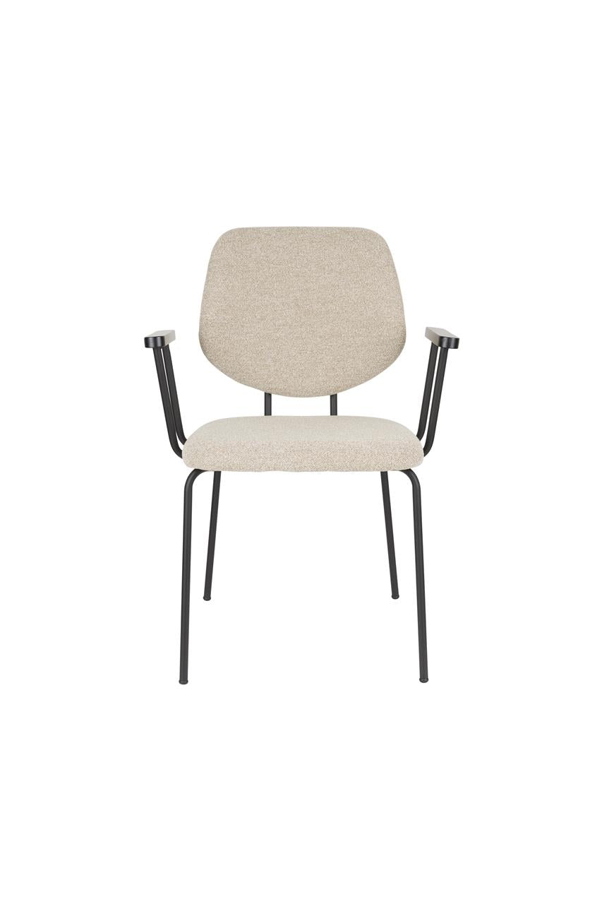 Krzesło z podłokietnikami ZELO beżowy z czarną podstawą