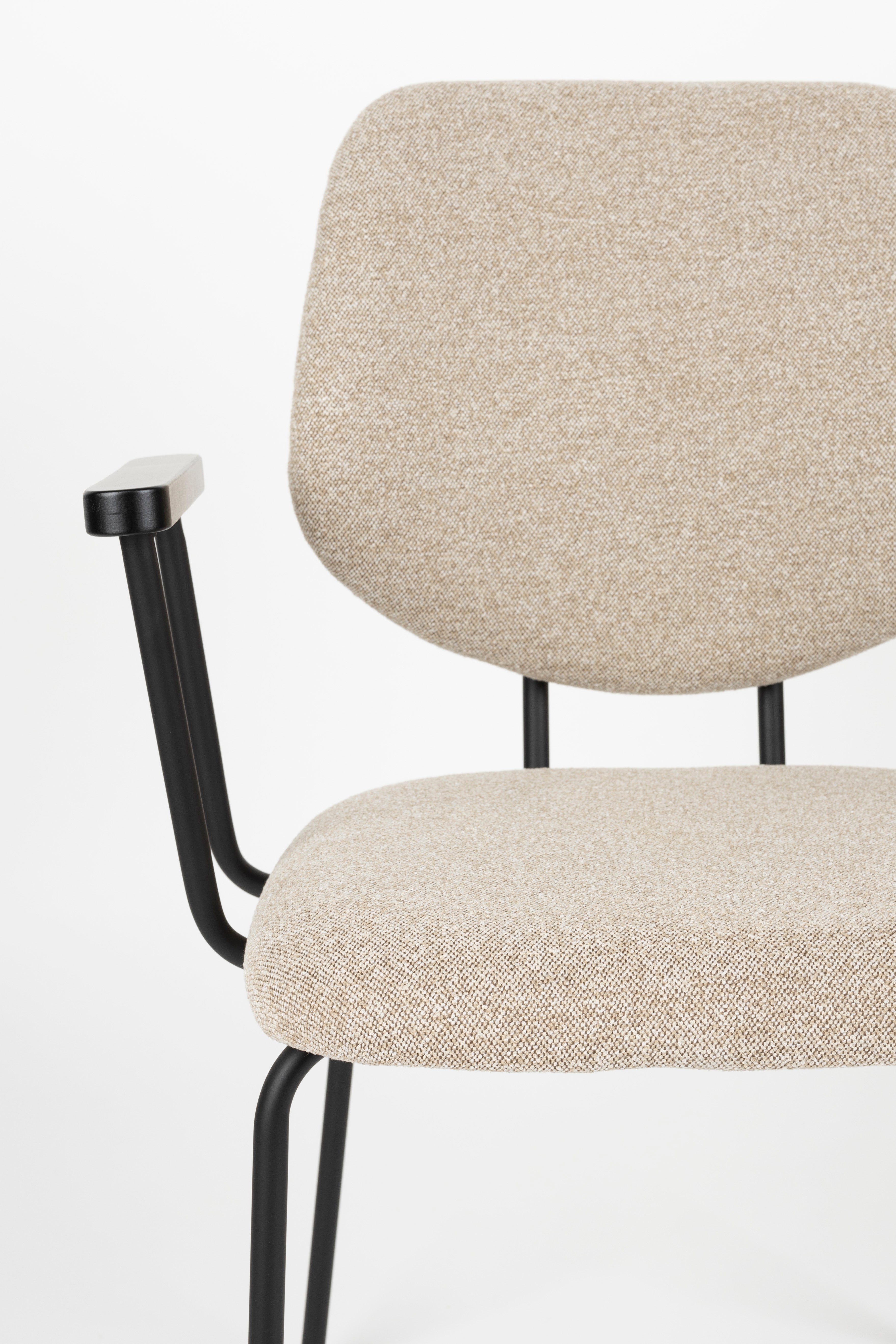 Krzesło z podłokietnikami ZELO beżowy z czarną podstawą