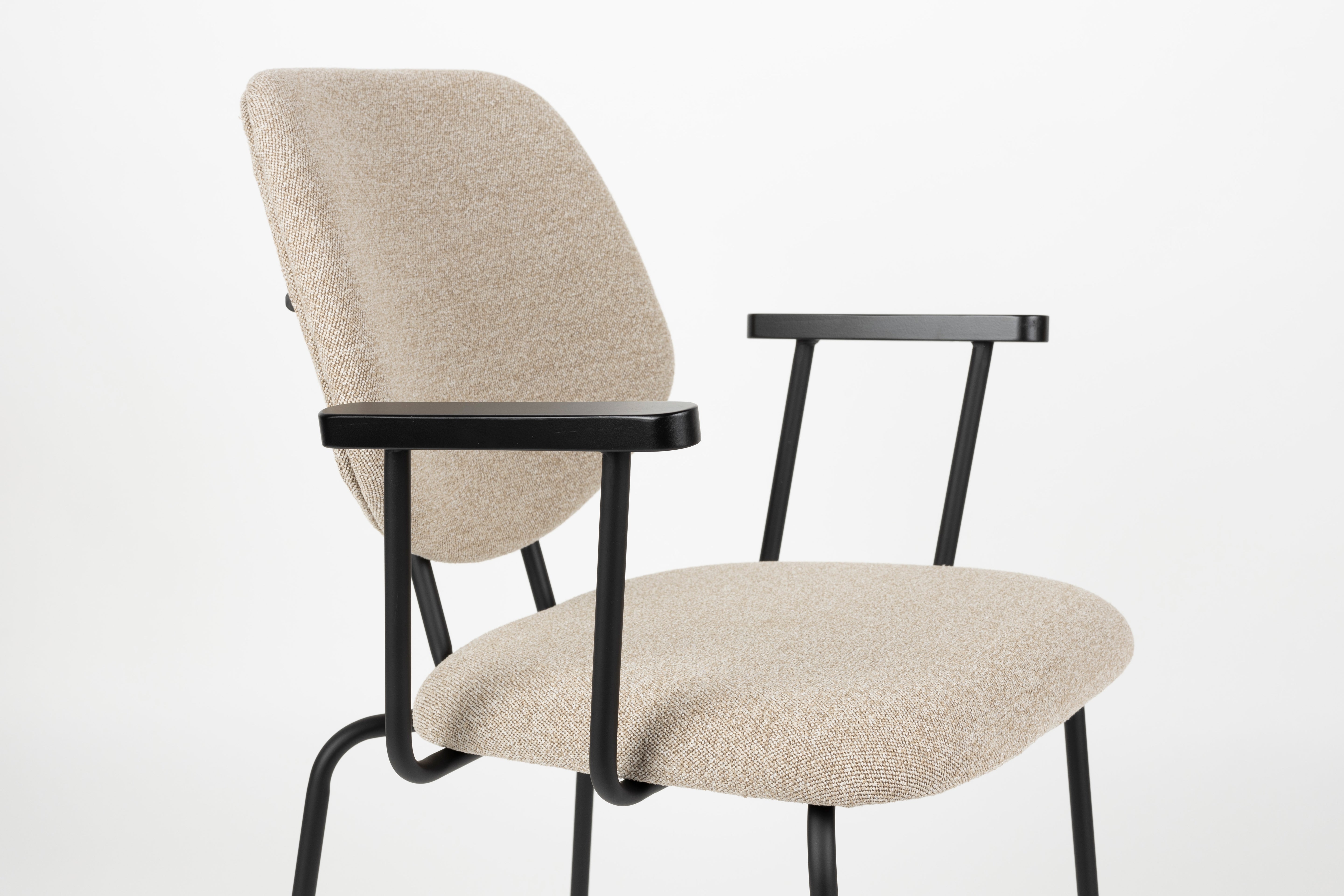 Krzesło z podłokietnikami ZELO beżowy z czarną podstawą