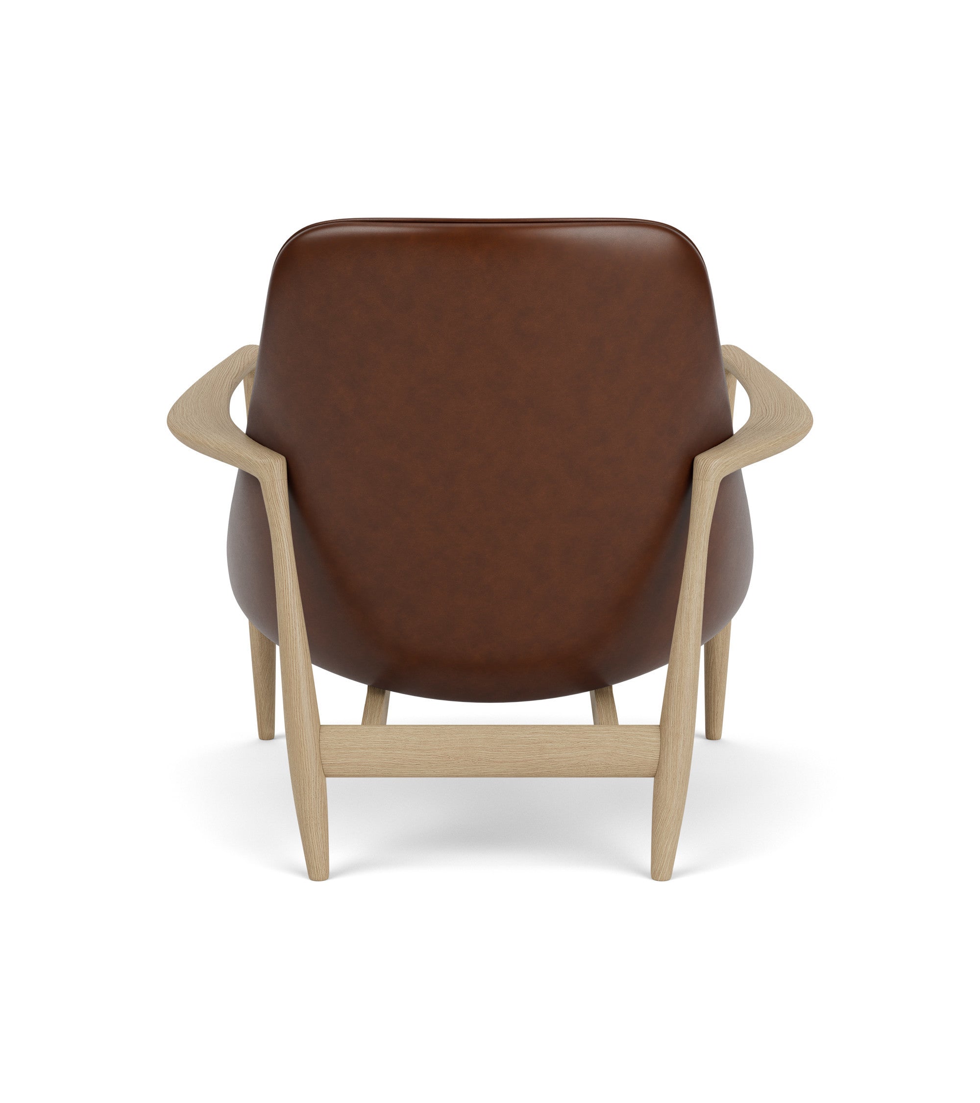 ELIZABETH armchair brown leather with oak base