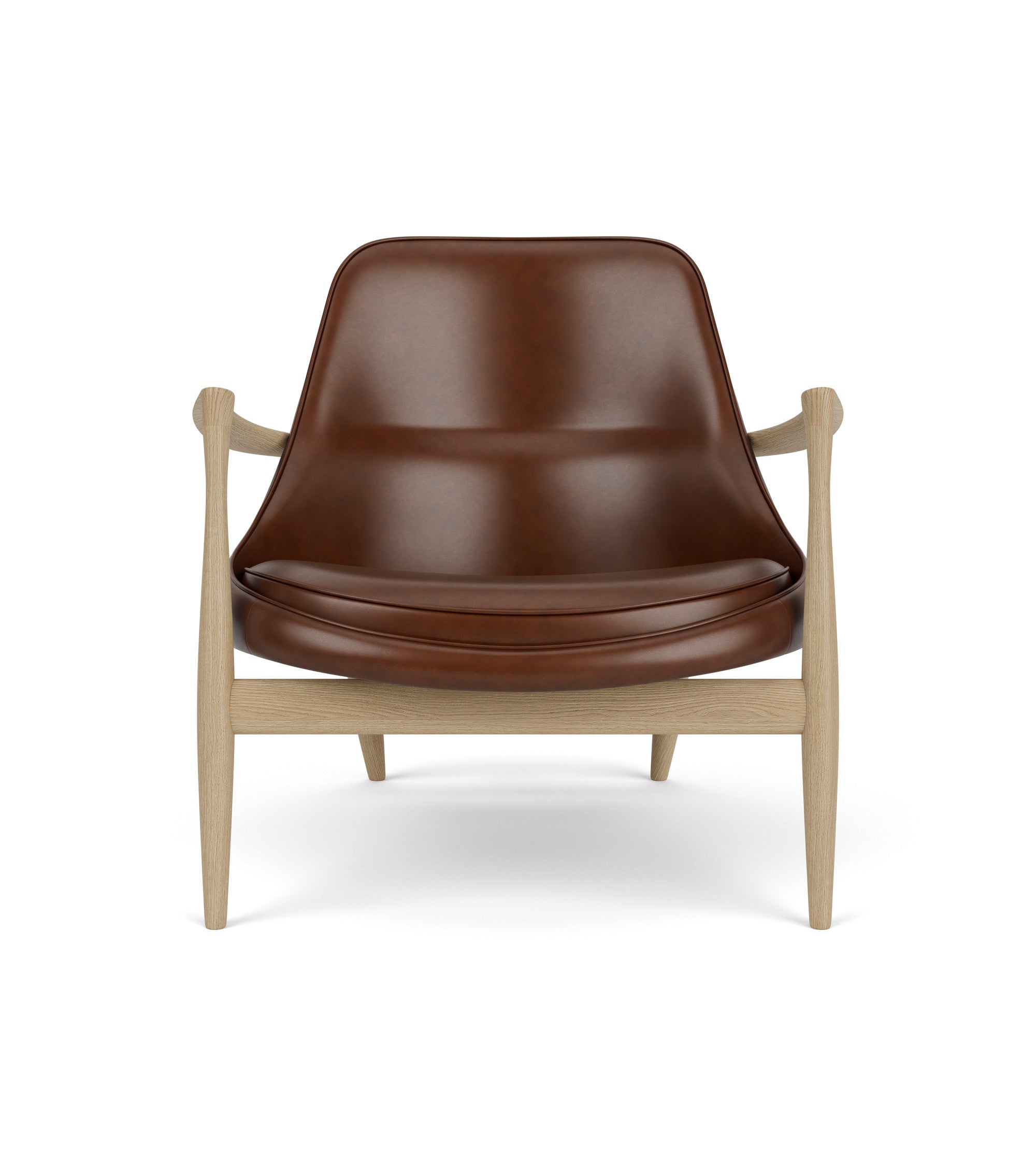 ELIZABETH armchair brown leather with oak base