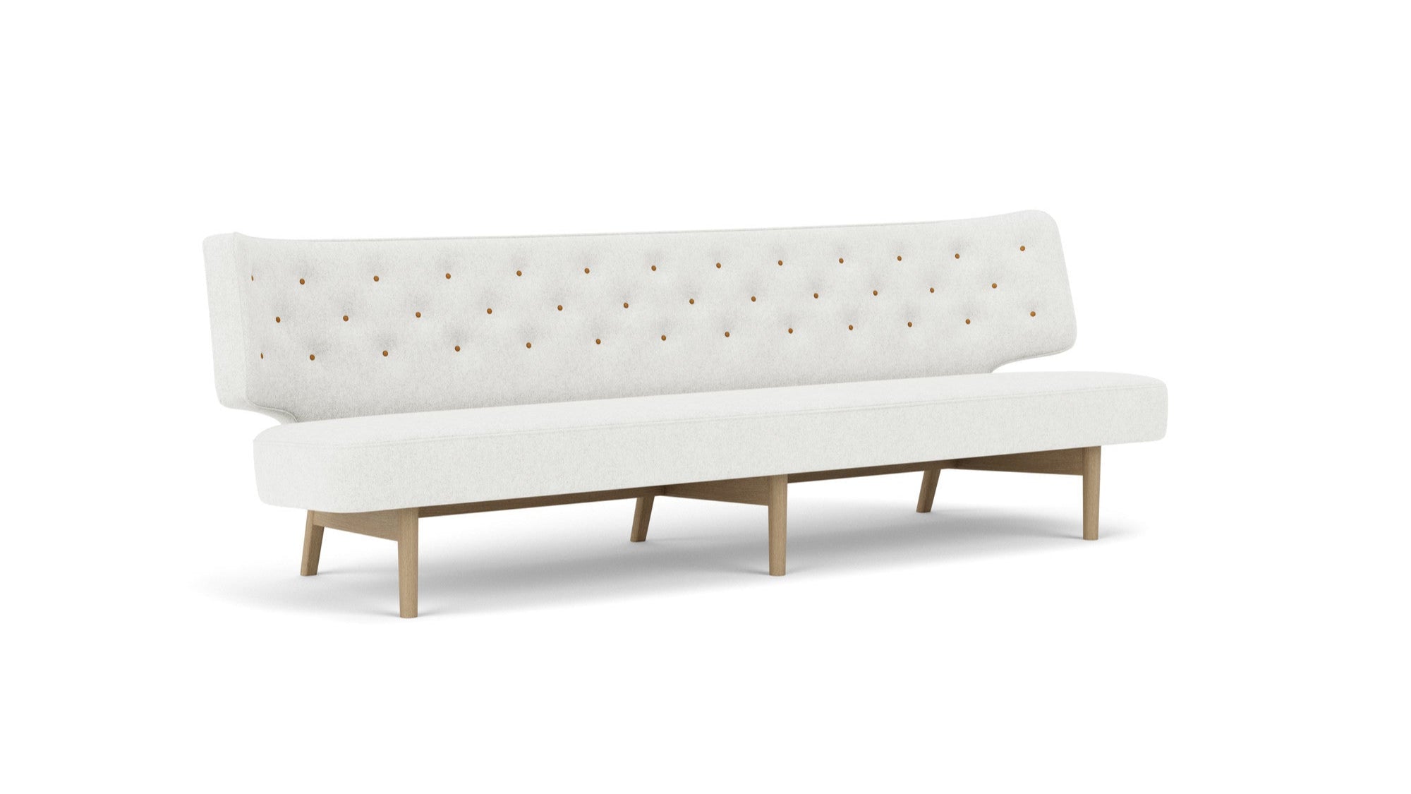 Sofa pro 3 osoby RADIOHUS světle šedá s dubovým podstavcem