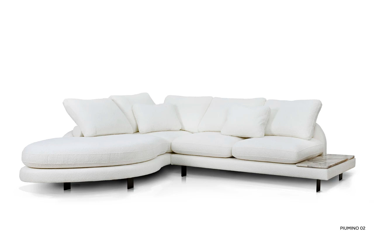 Rohová sedačka s policí levostranná DUMBO čalouněná