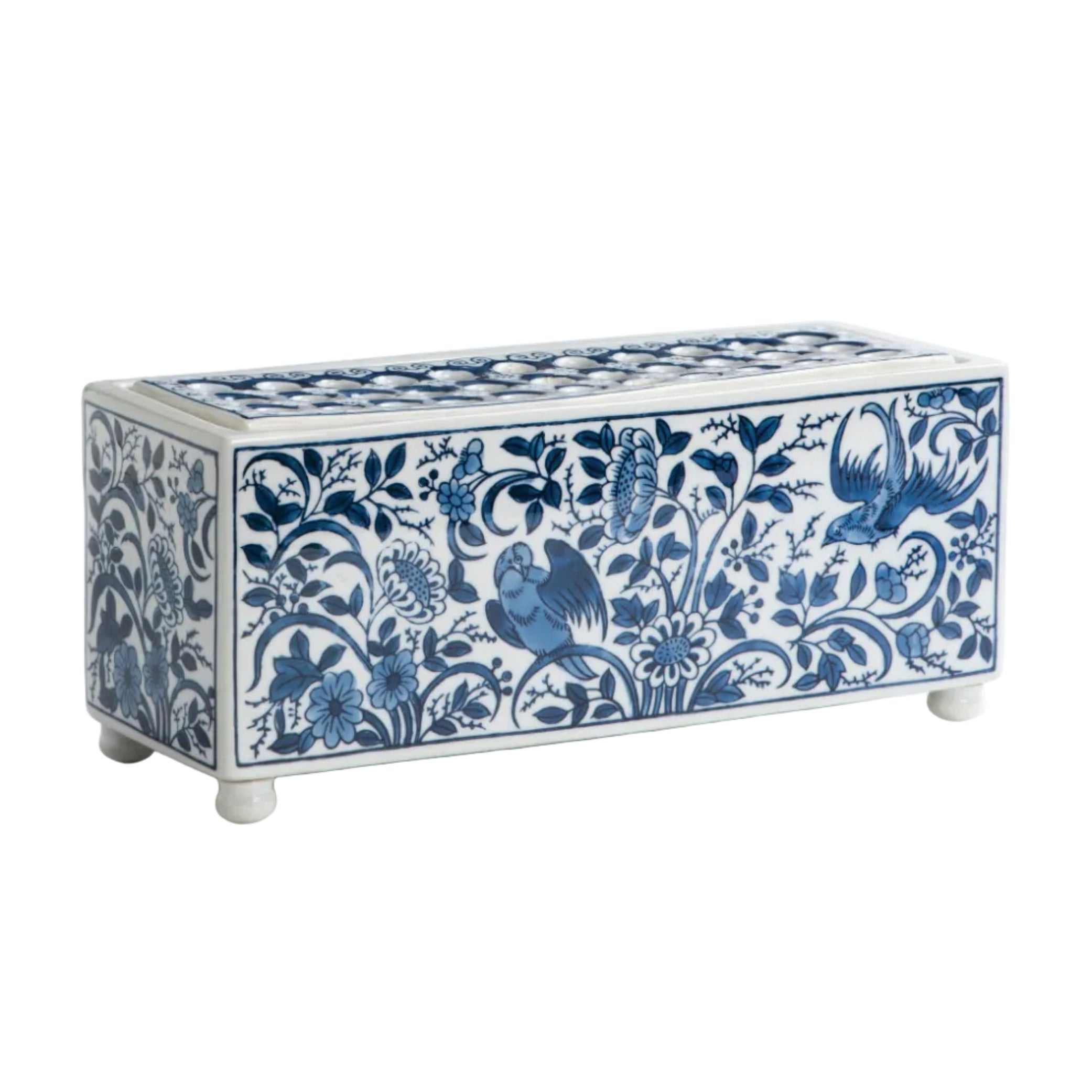 Váza FLOWERBRICK bílá s modrou