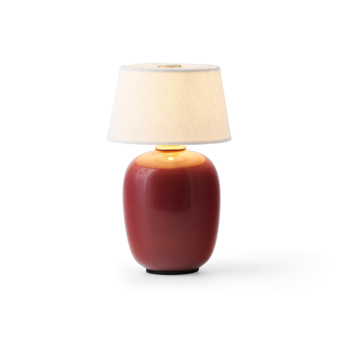 Přenosná lampa TORSO bordó keramika s bílým stínidlem