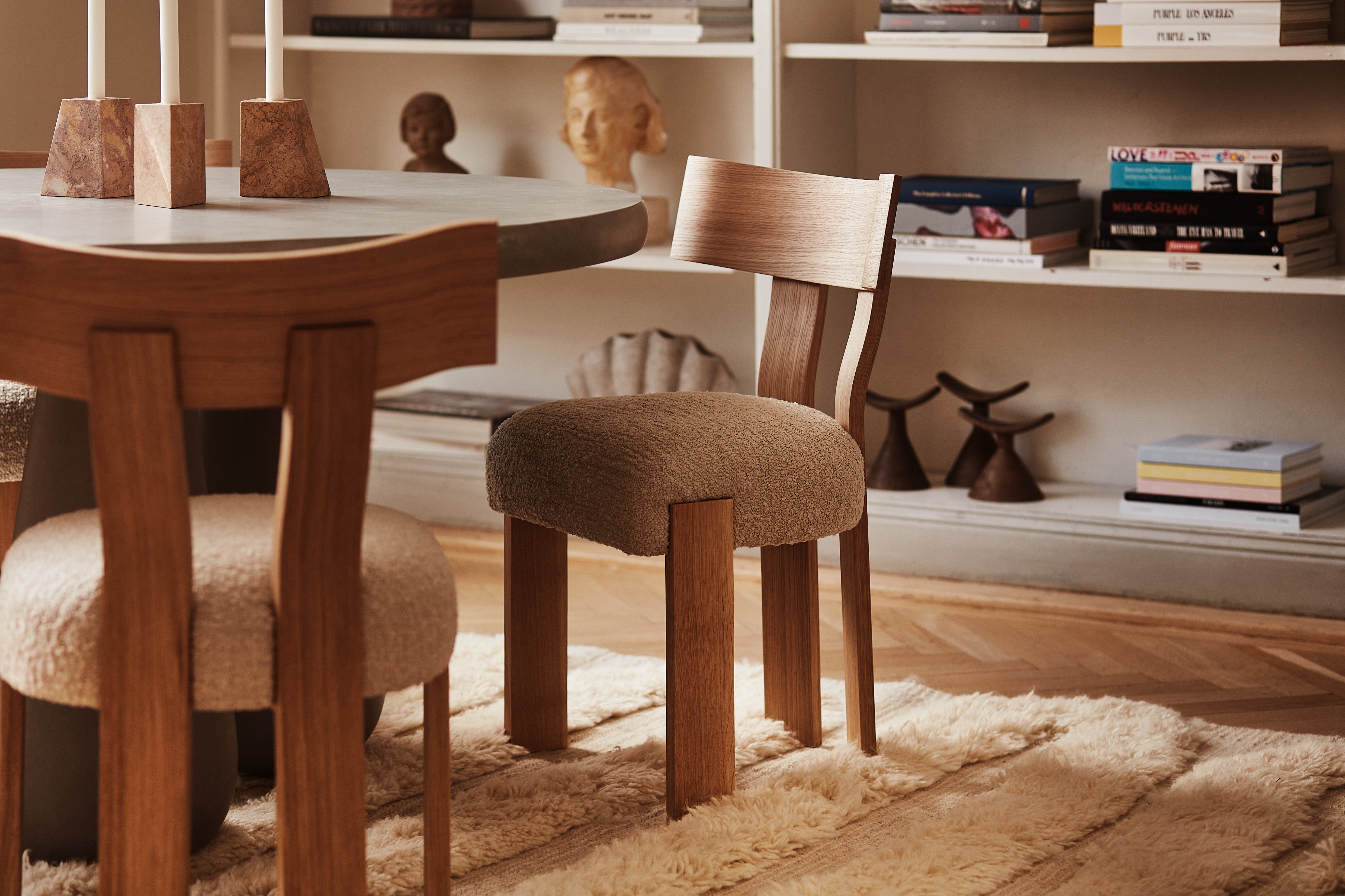 ALBA chair beige boucle with oak base