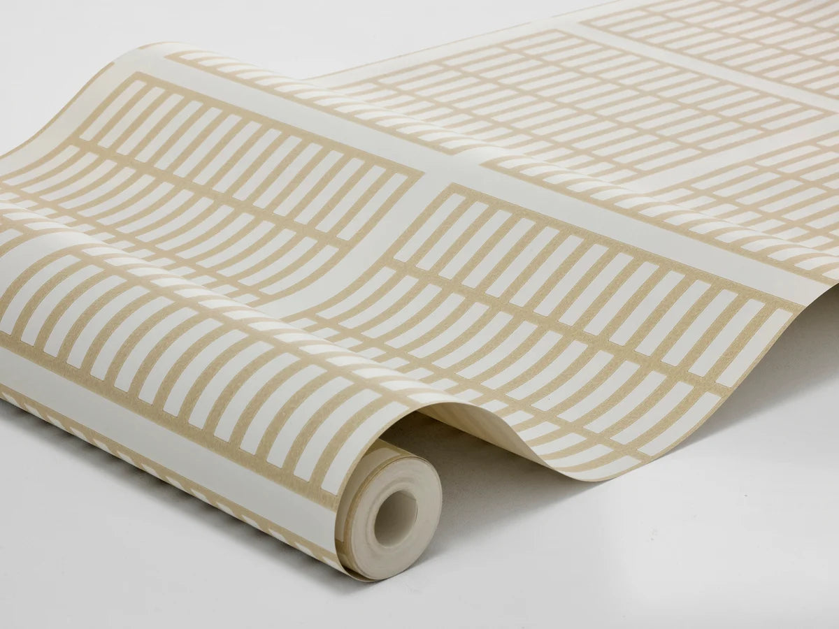 Tapeta s geometrickým vzorem ALVAR AALTO 14/6 béžová s bílou