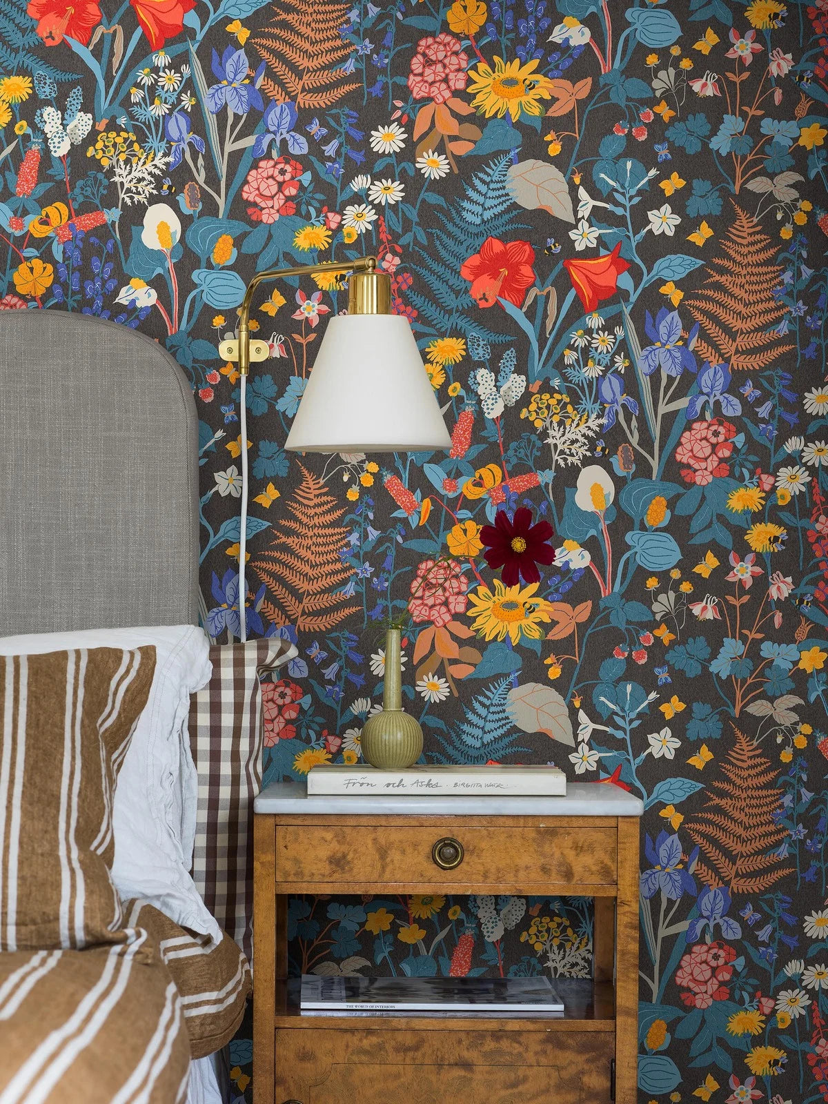 STUGRABATT Blue and Yellow Floral Pattern Wallpaper