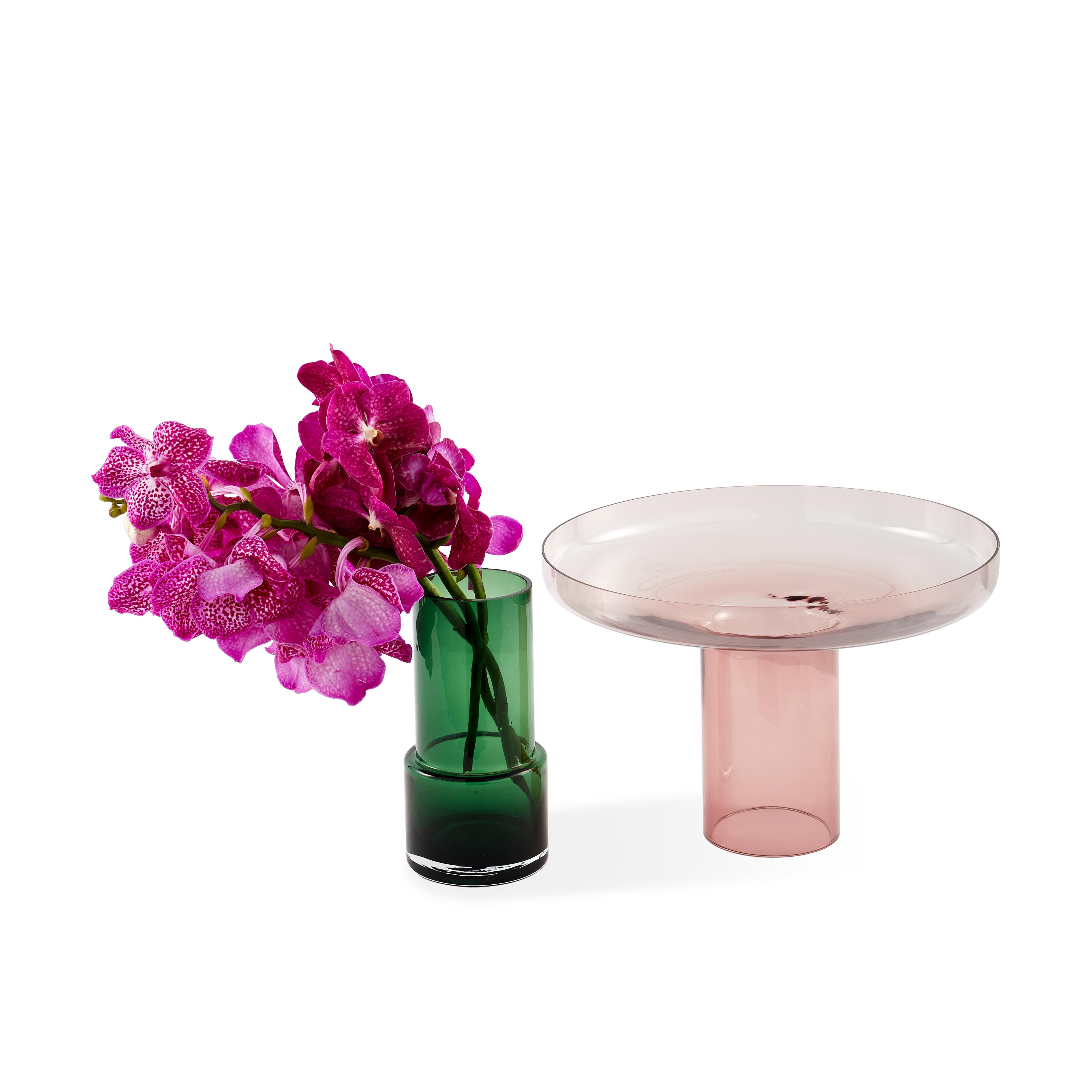 Pink and Green Glass Vase DISK FORMY