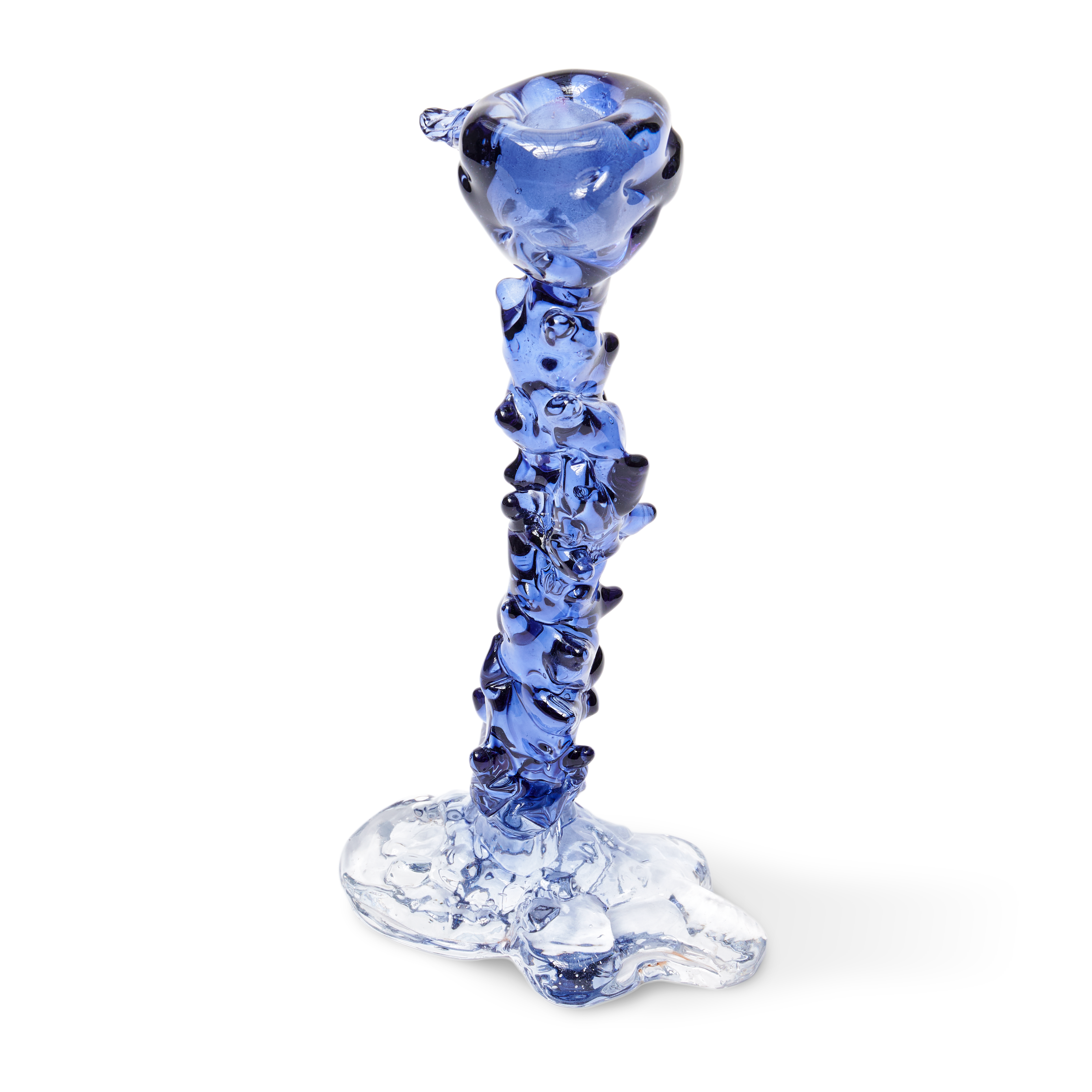 Svícen GLASS DRIP modrý