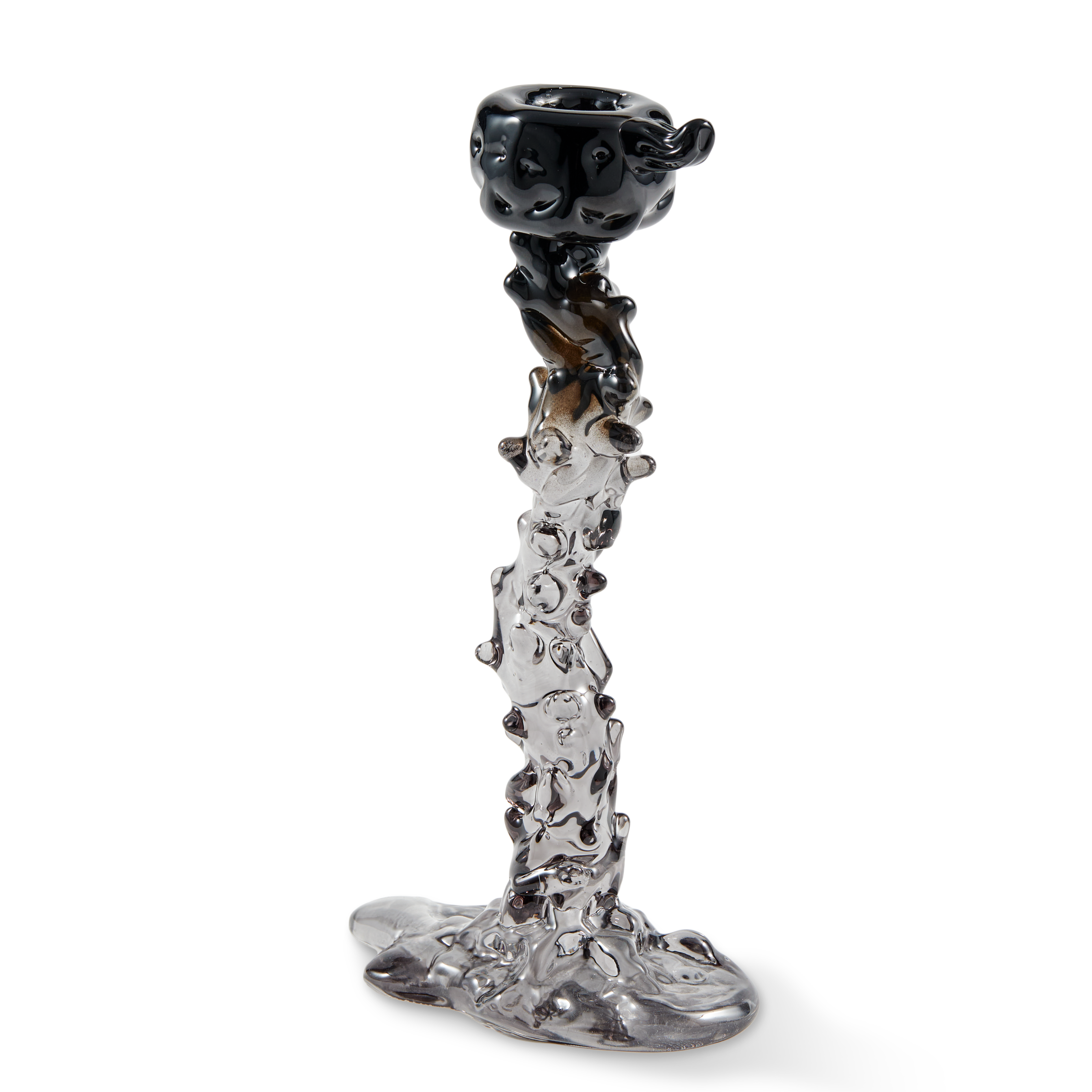 BLACK GLASS DRIP Candle Holder