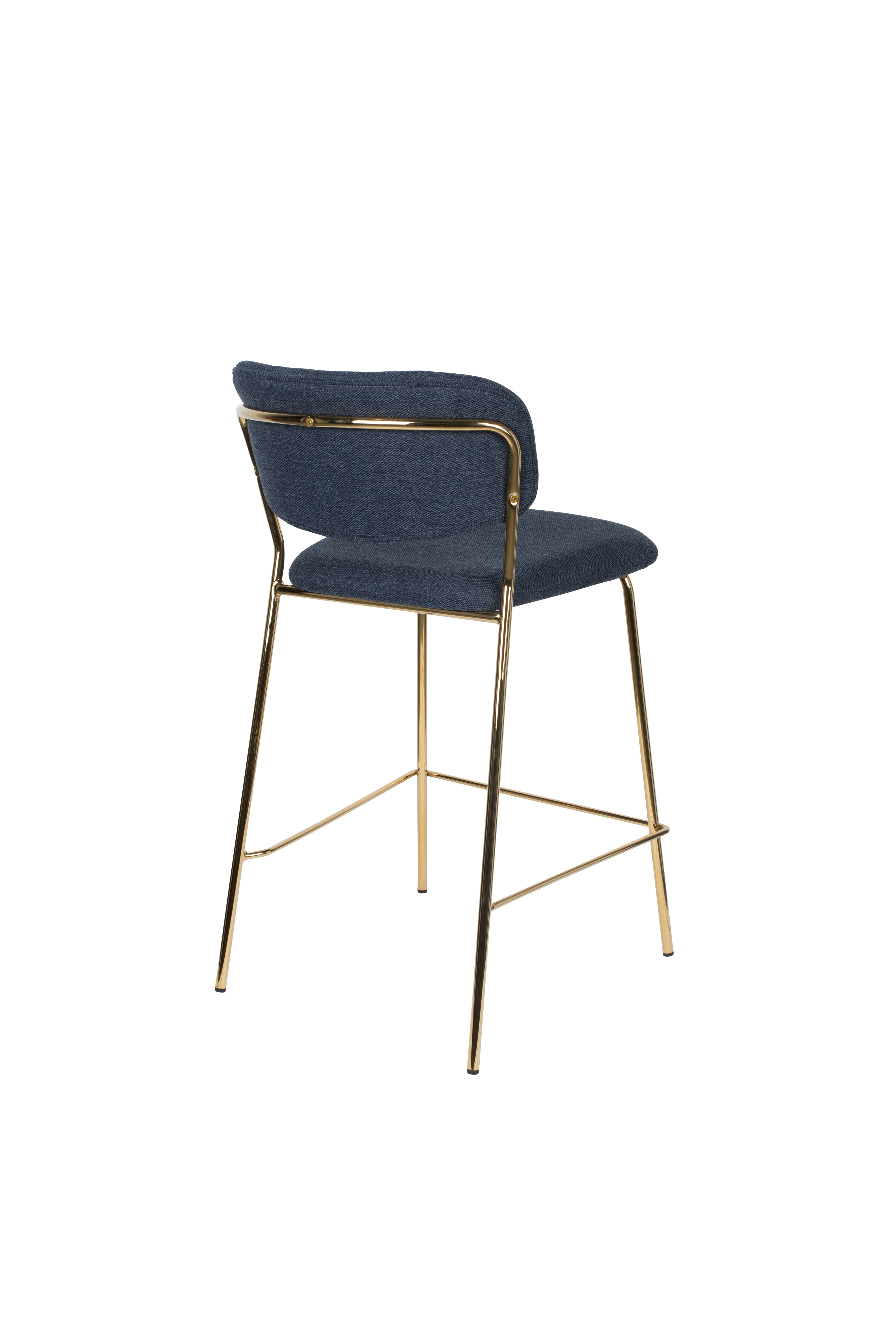 JOLIEN Dark Blue Stool with Gold Base