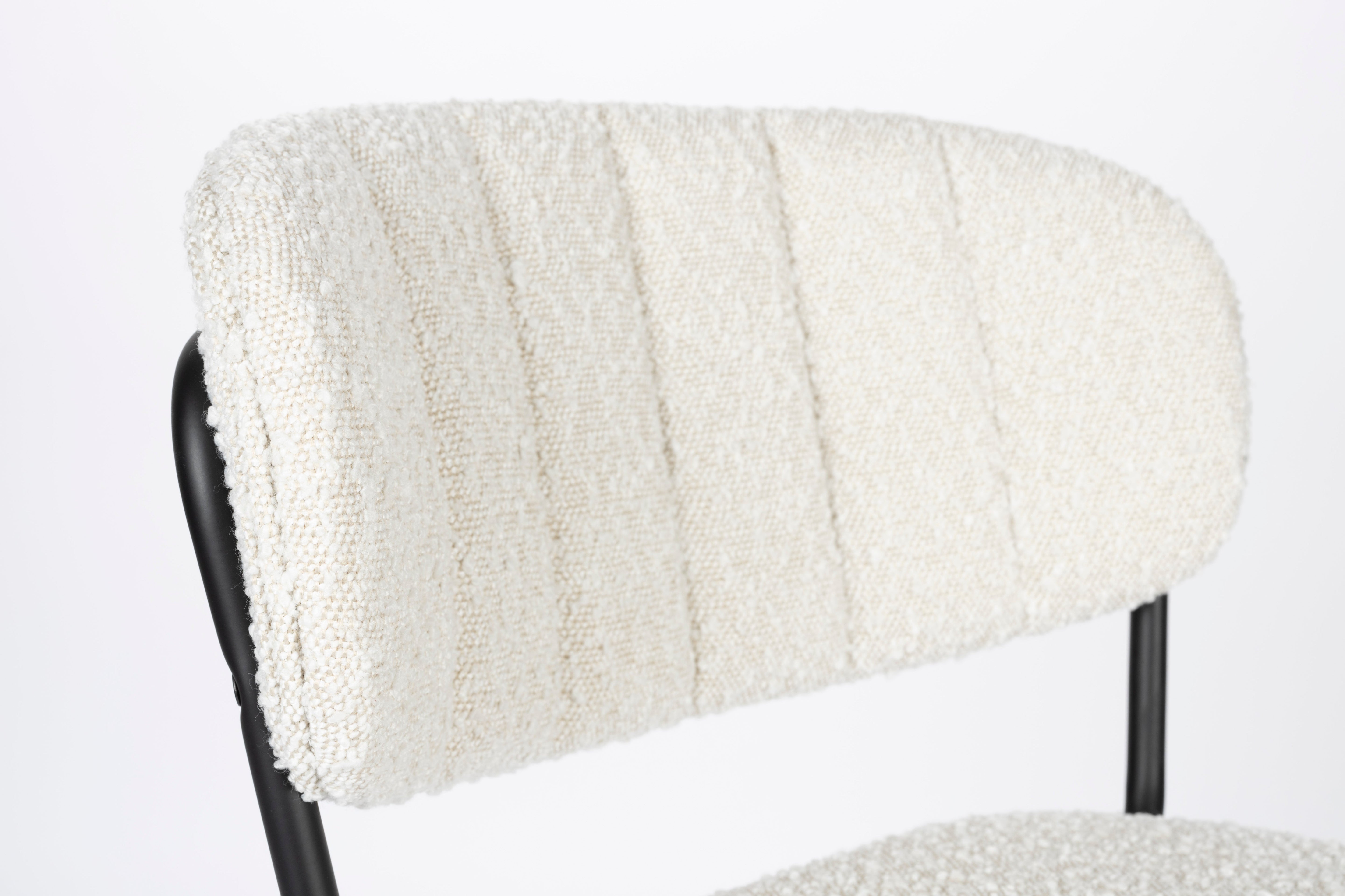 Barová židle JOLIEN krémový boucle s černým podstavcem