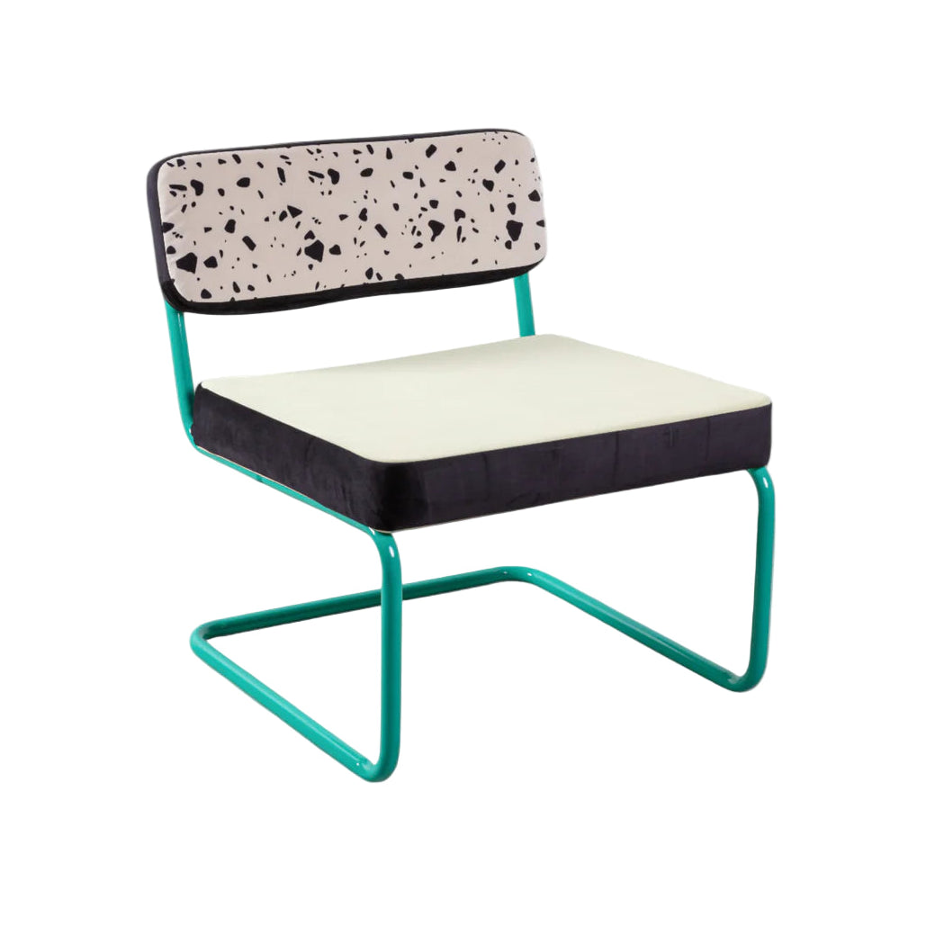 Fotel SUPERLOUNGE CHAIR TERRAZZO jasnożółty z turkusową podstawą