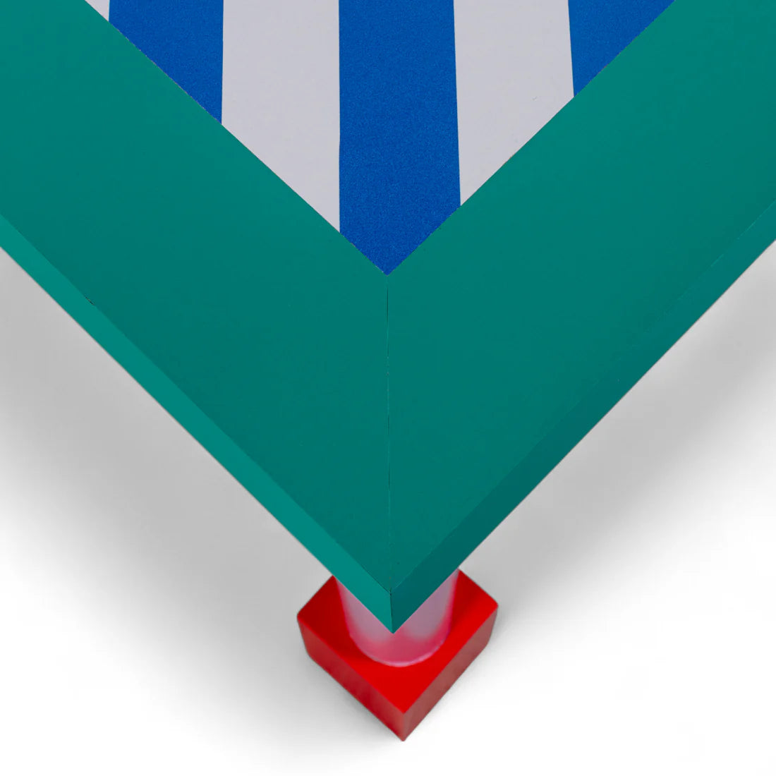 Stół kwadratowy SUPERSQUARE BLUE STRIPES niebieski z różową podstawą