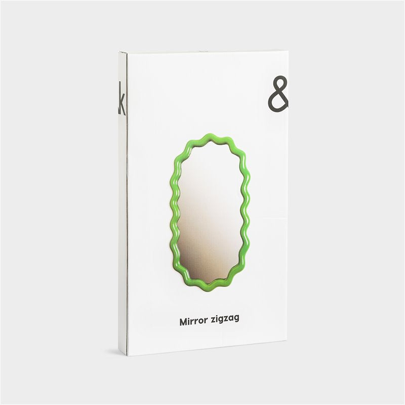 Ovalné zrcadlo ZIGZAG zelené