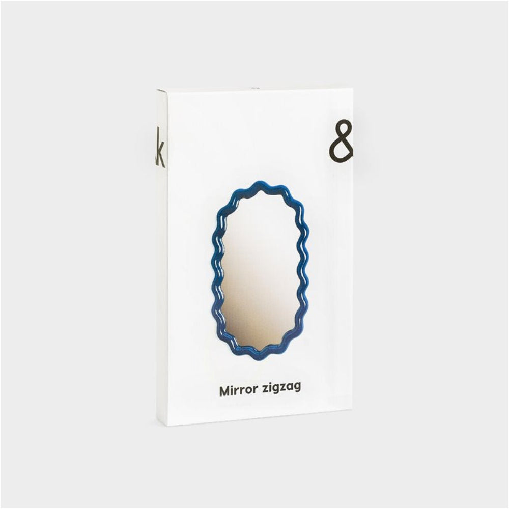 Ovalné zrcadlo ZIGZAG modré
