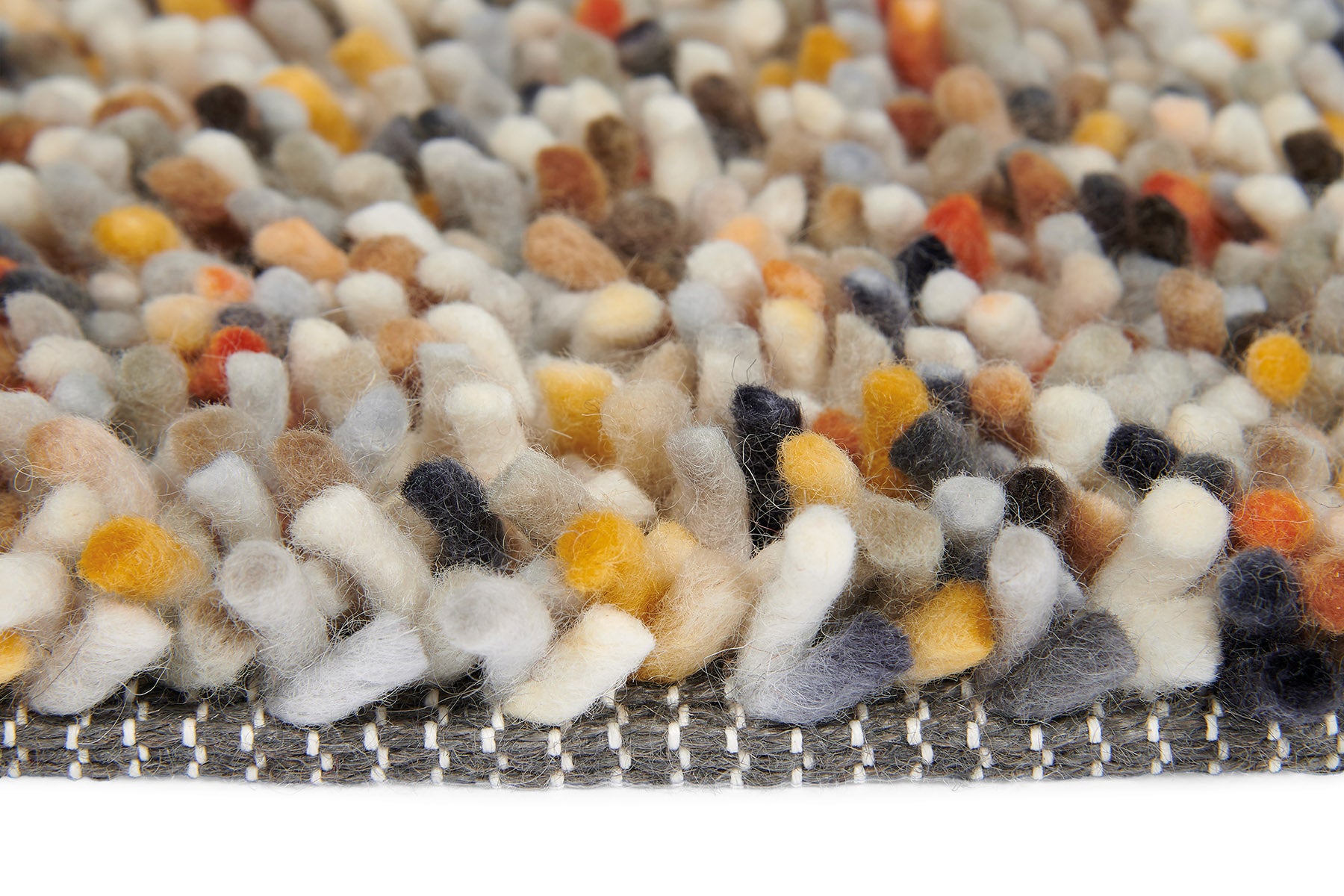 Orange-Cream Dots Carpet with Long Pile