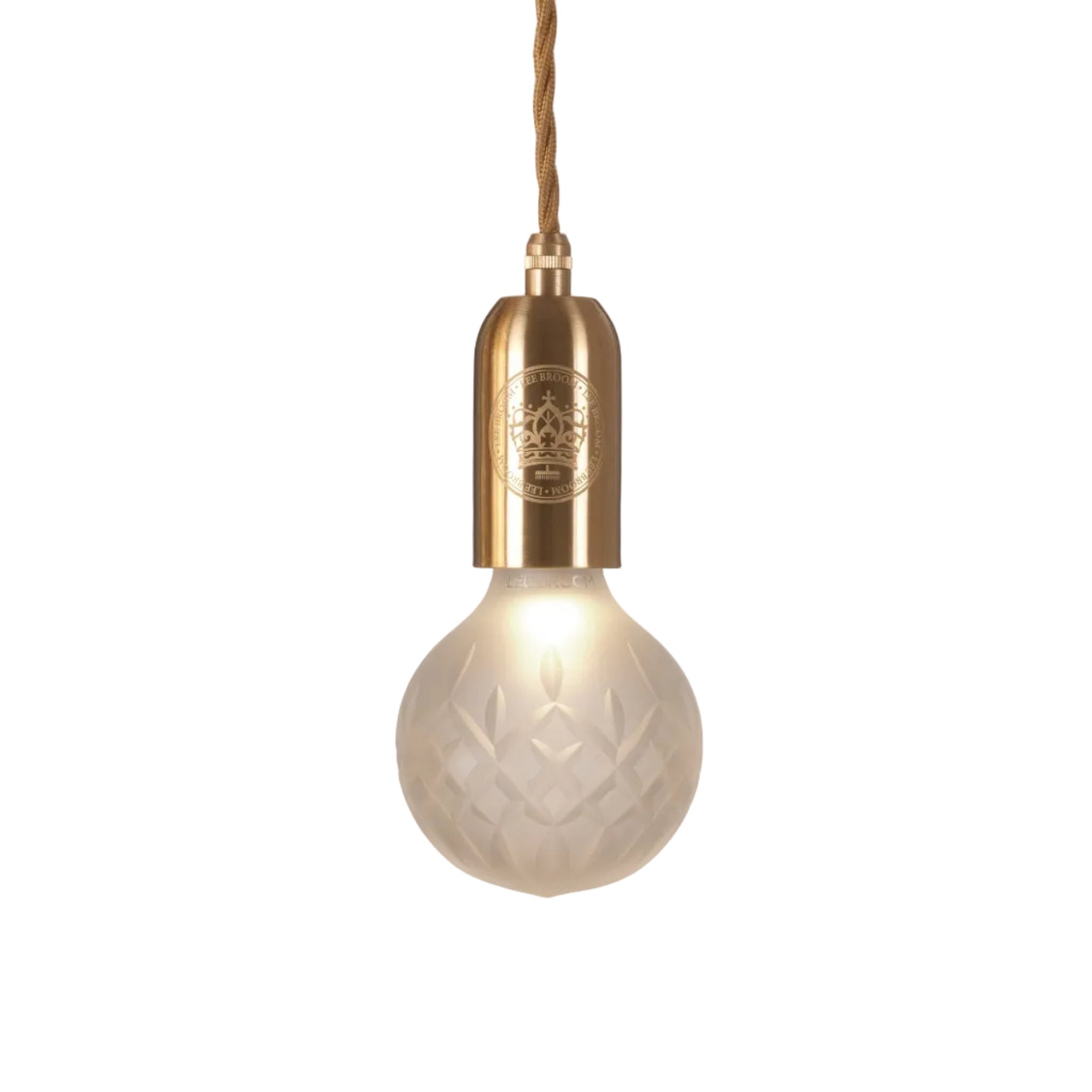 Lampa visící CRYSTAL BULB s matným sklem a mosazným povrchem.