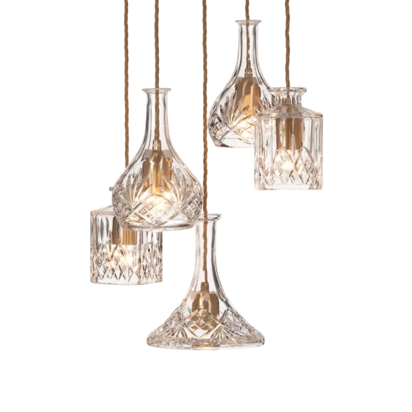 Lustrná závěsná lampa 5-bodová DECANTERLIGHT z křišťálového skla