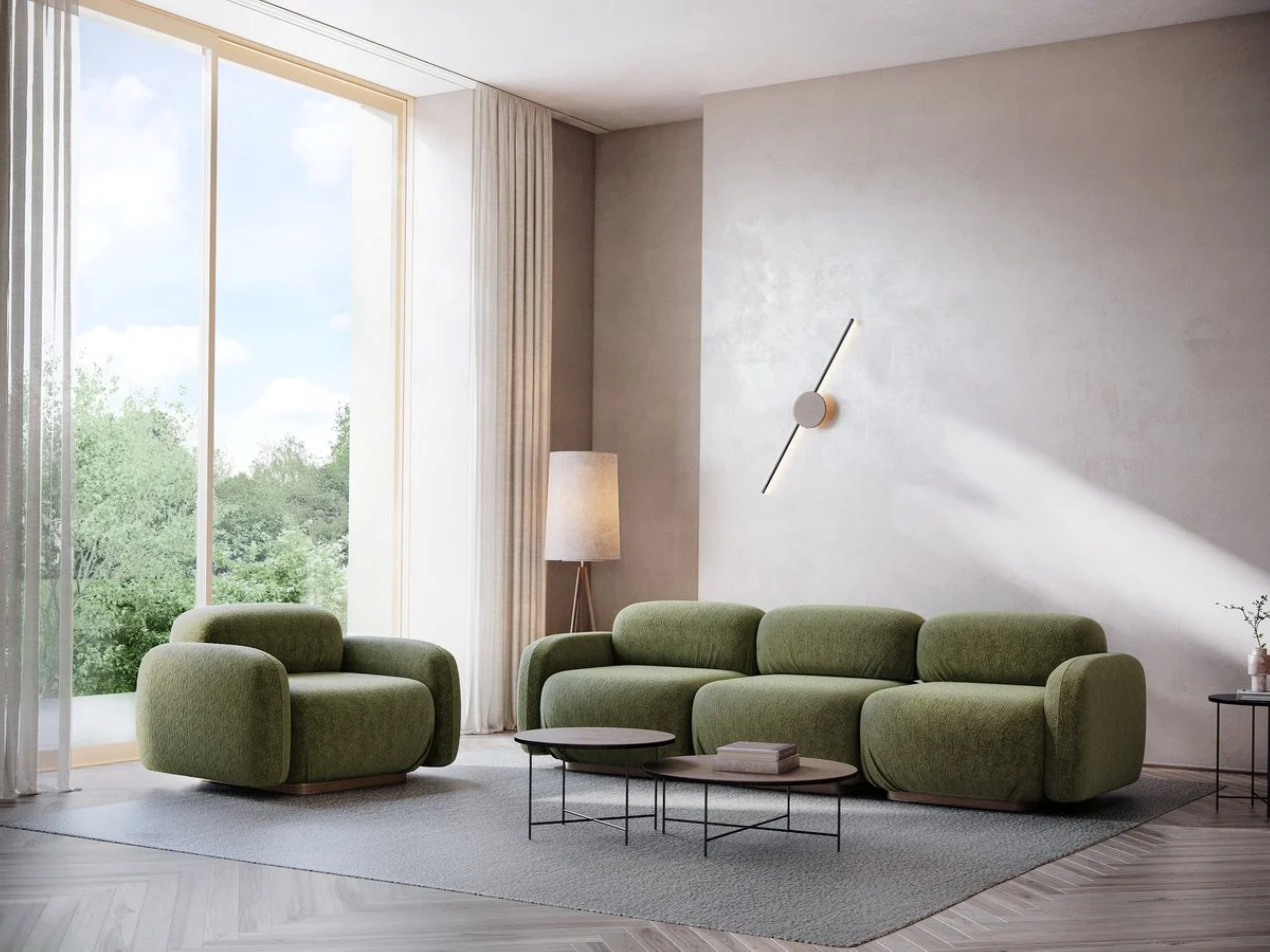 AILANI 3-Seater Modular Sofa in Bottle Green Boucle