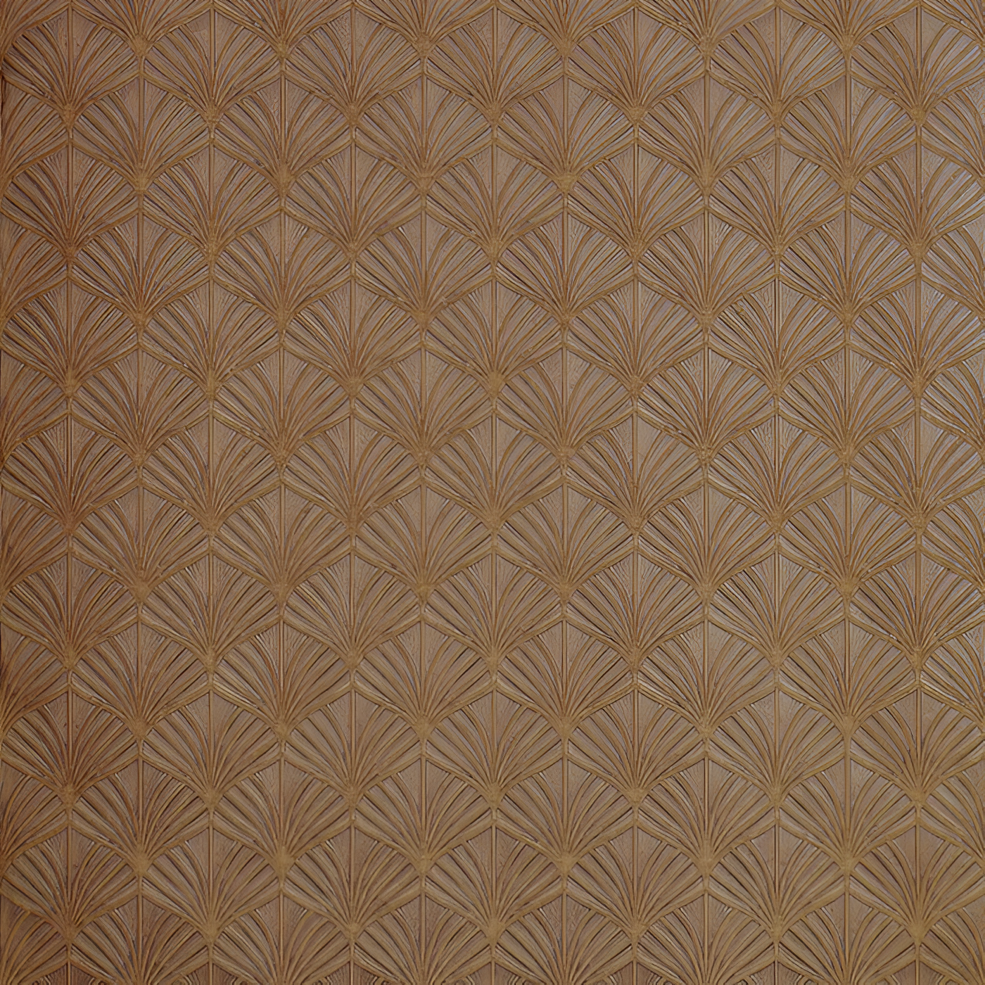 Metallic structural wallpaper with a plant motif of NEREIDES leaves - AUBERGINE/DORÉ brown with gold