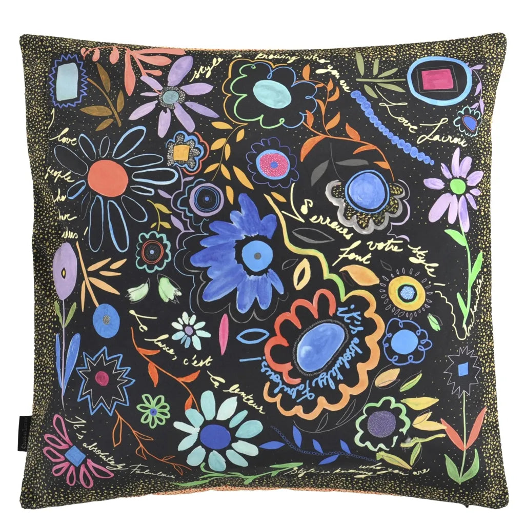 Oboustranný polštář DITES LE AVEC DES FLEURS rostlinný vzor