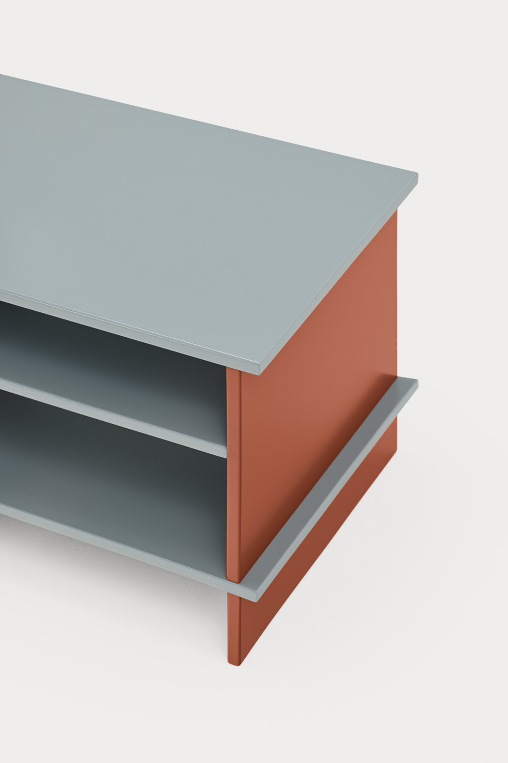 Noční stolek INARI šedý s cihlově červenou