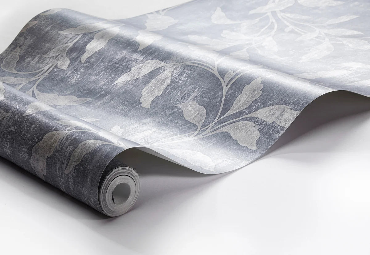 Papírová flizelinová tapeta s rostlinným vzorem ROSEWOOD NIGHT modrá