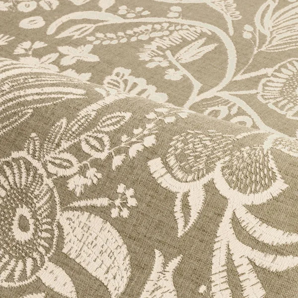 Tapeta strukturalna imitująca haft z motywem roślinnym kwiatów i liści PASTEL ciemnozielony